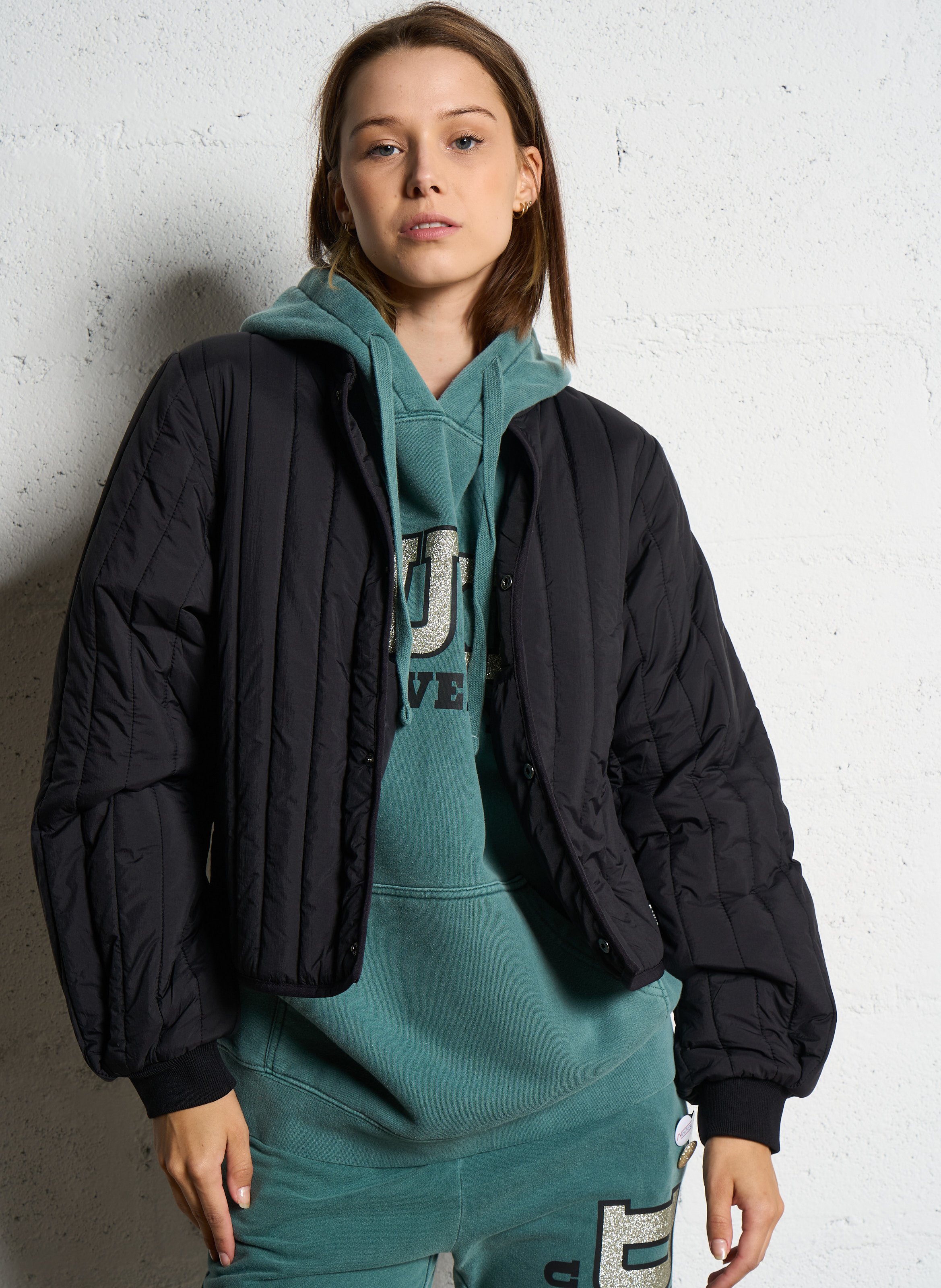 Straight jacket with teddy collar RAINS Black