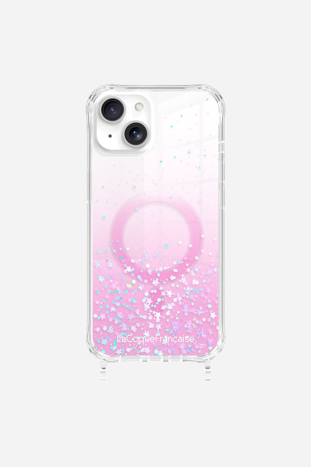 Magsafe glitter phone case with rings for iPhone 15 LA COQUE FRANCAISE Pink