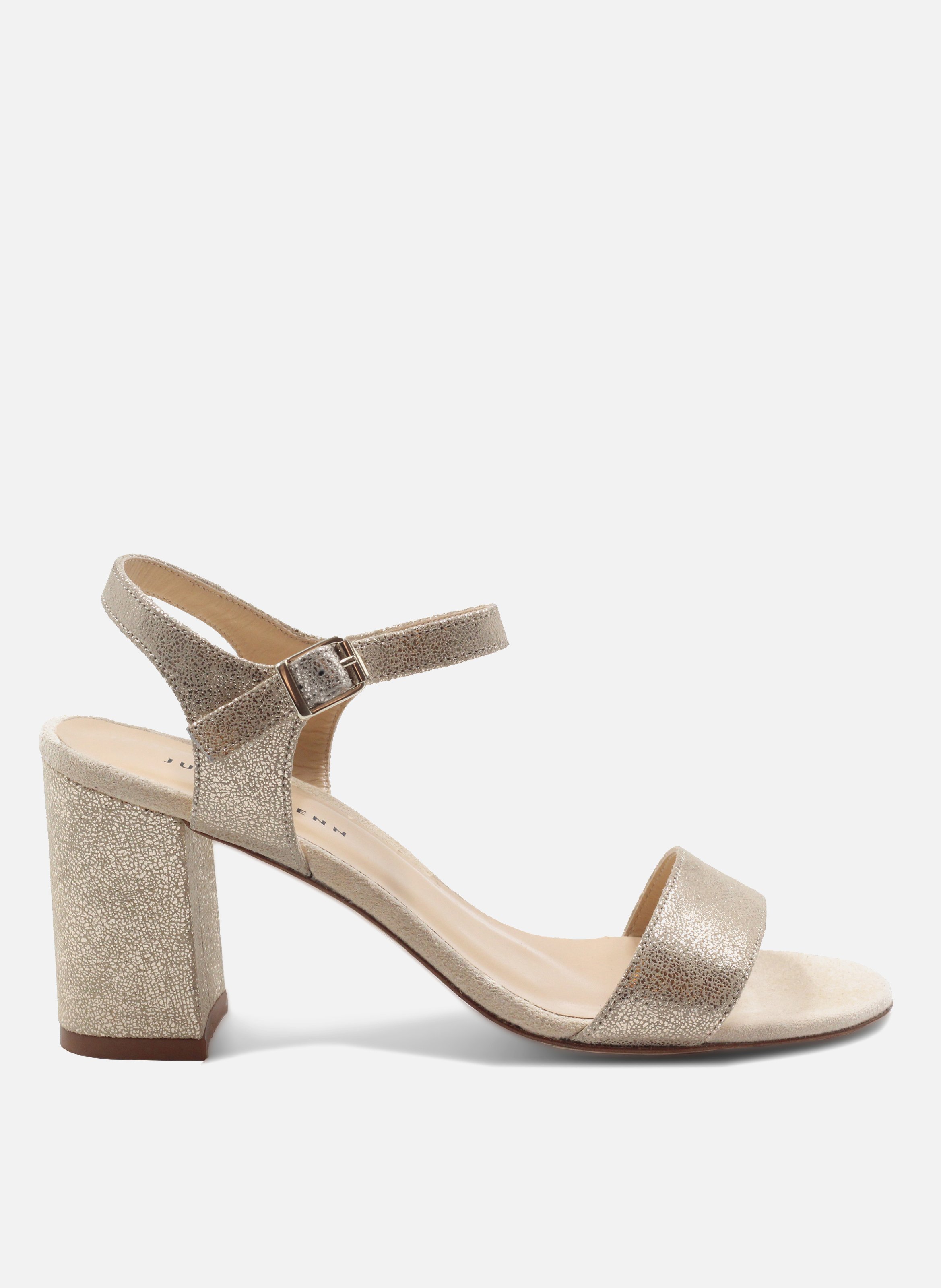 Heeled metallic leather sandals JULES & JENN Golden