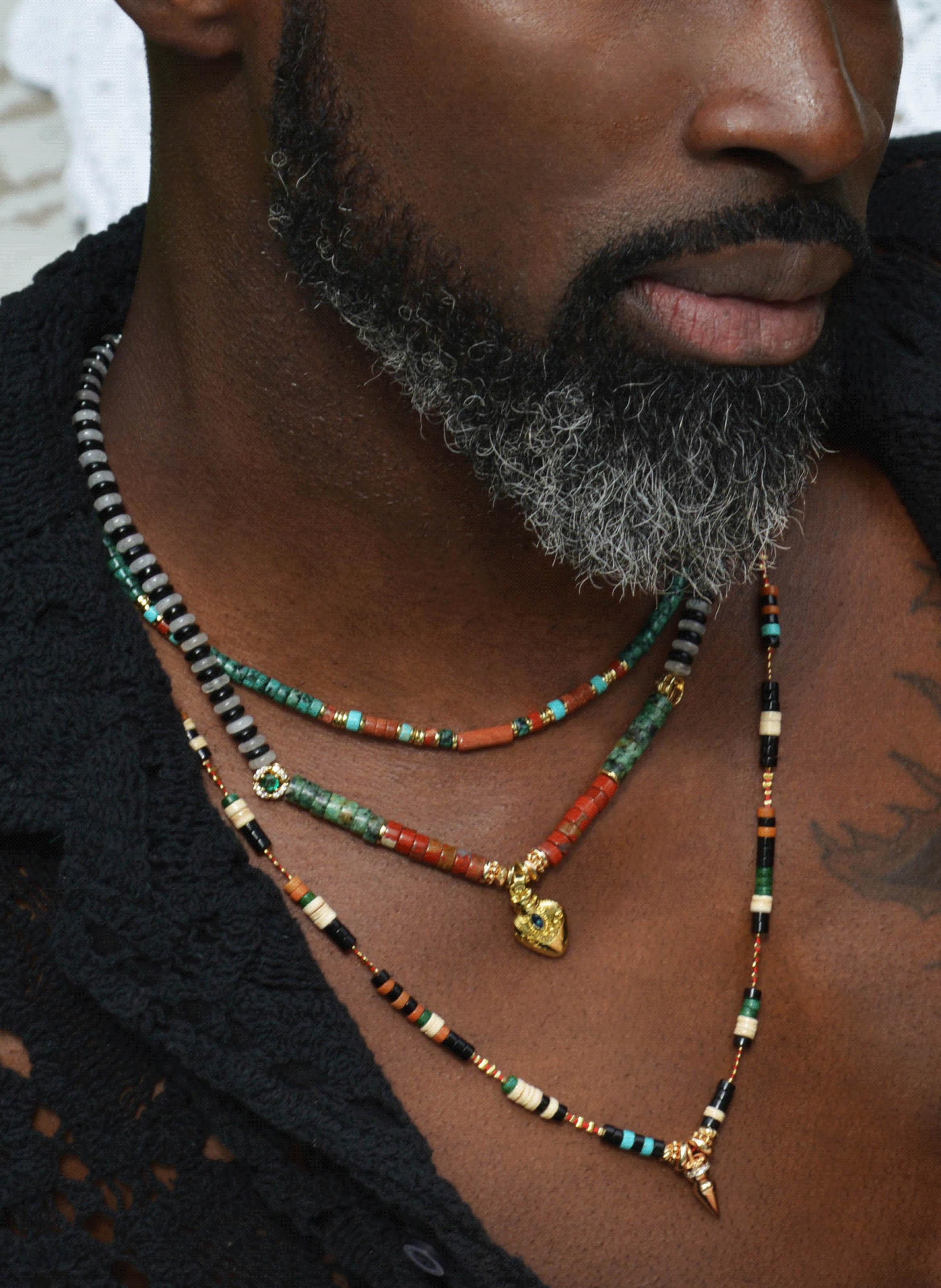 Necklace with pearls and sequins HIPANEMA Red