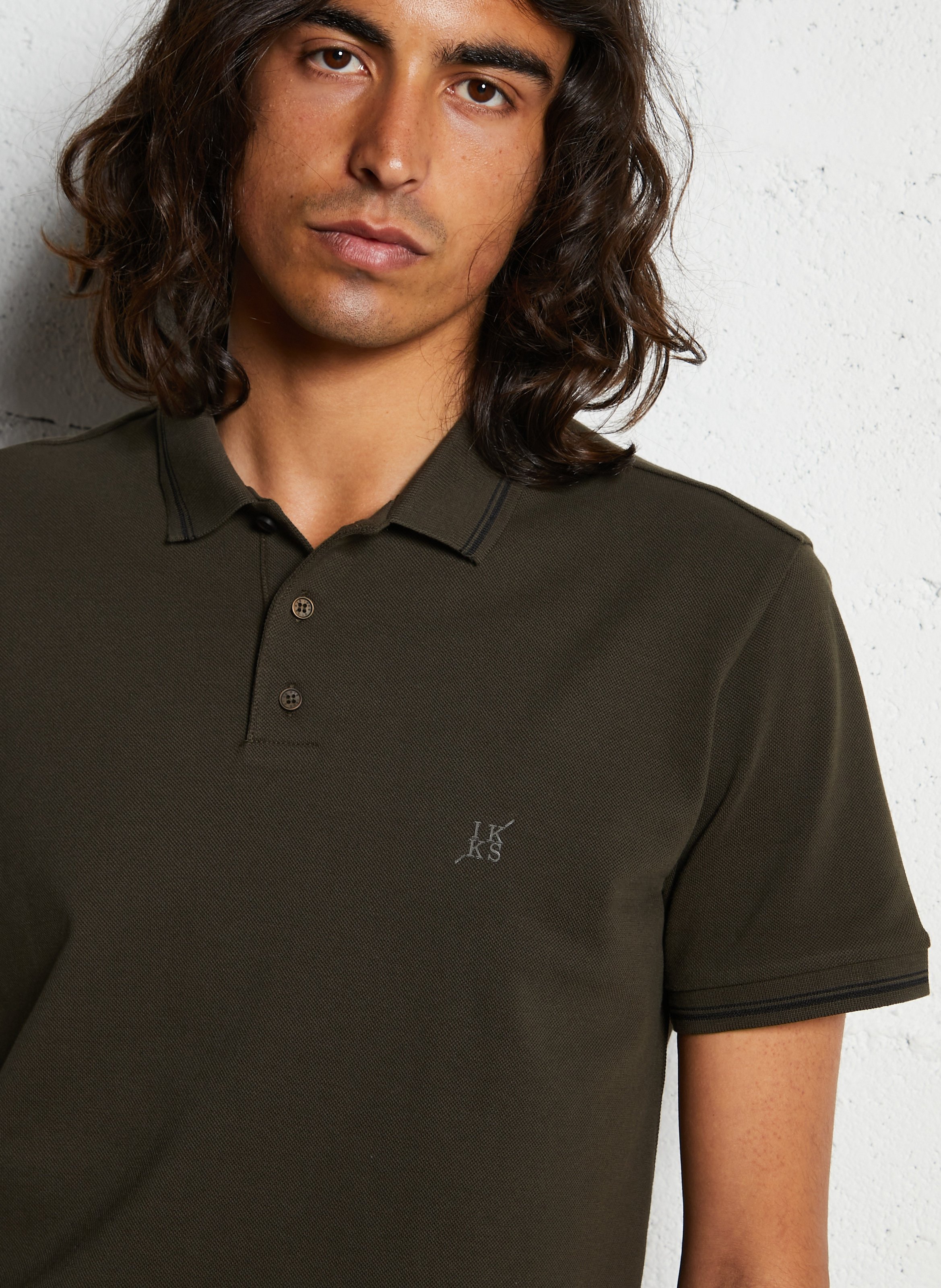 Short sleeve regular fit polo IKKS Khaki