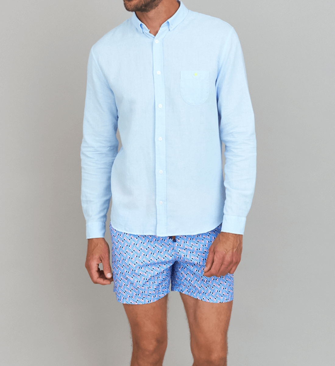 Cotton and linen shirt GILI'S Blue