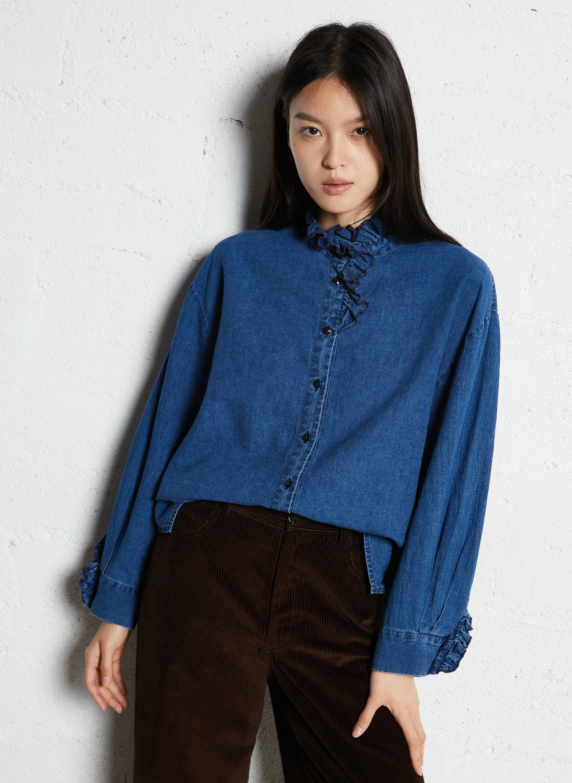 Oversized linnen blend blouse SUZIE WINKLE Blauw