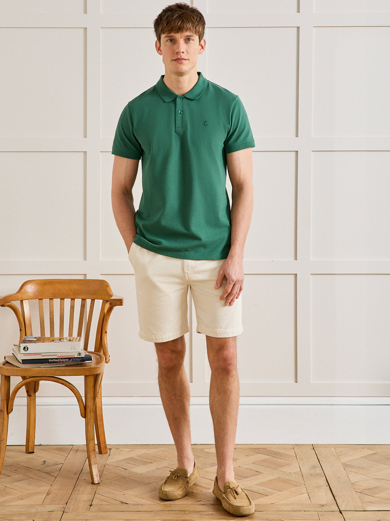 Plain organic cotton piqué polo CYRILLUS Green