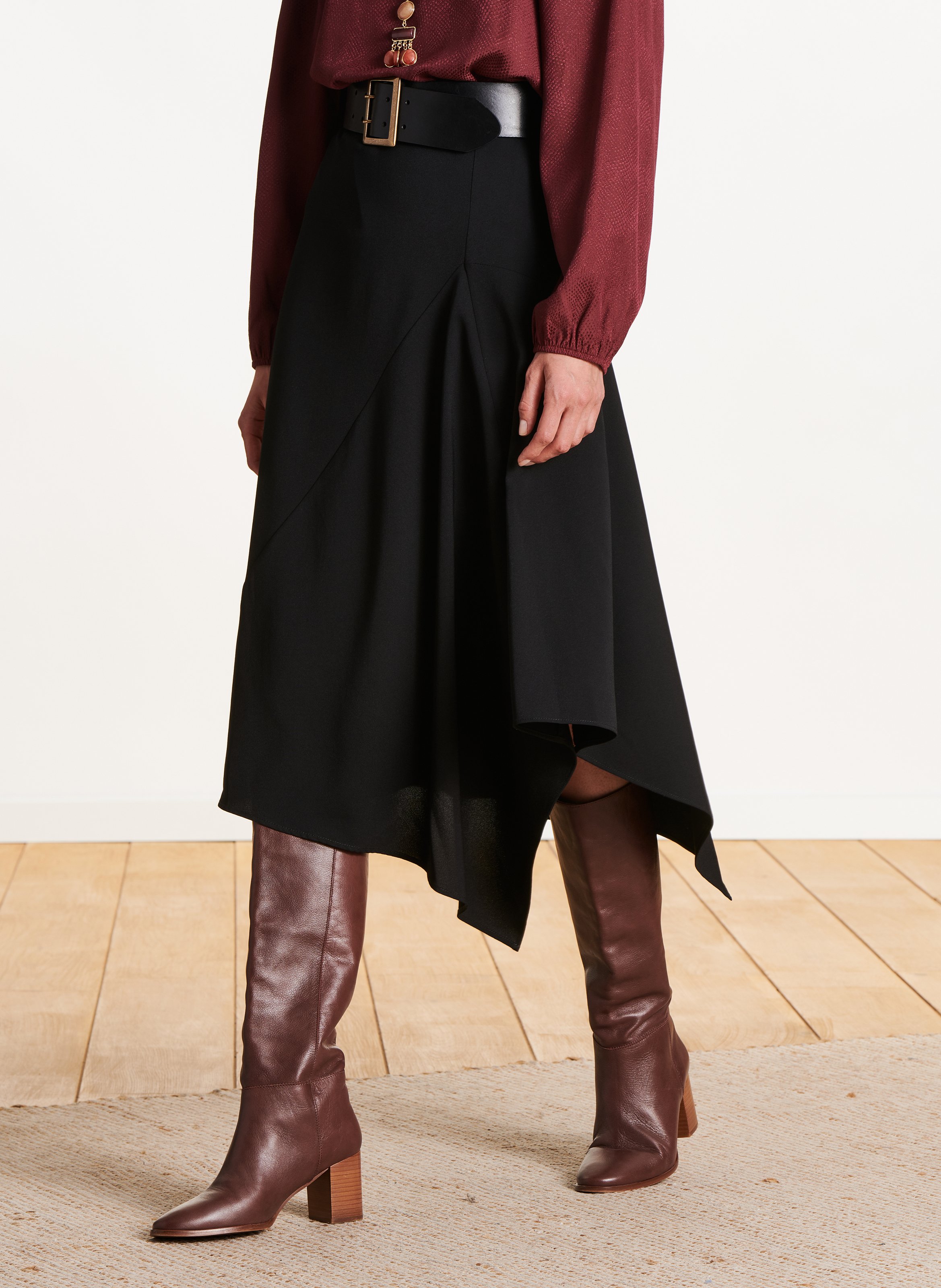 Asymmetric midi skirt LA FEE MARABOUTEE Black