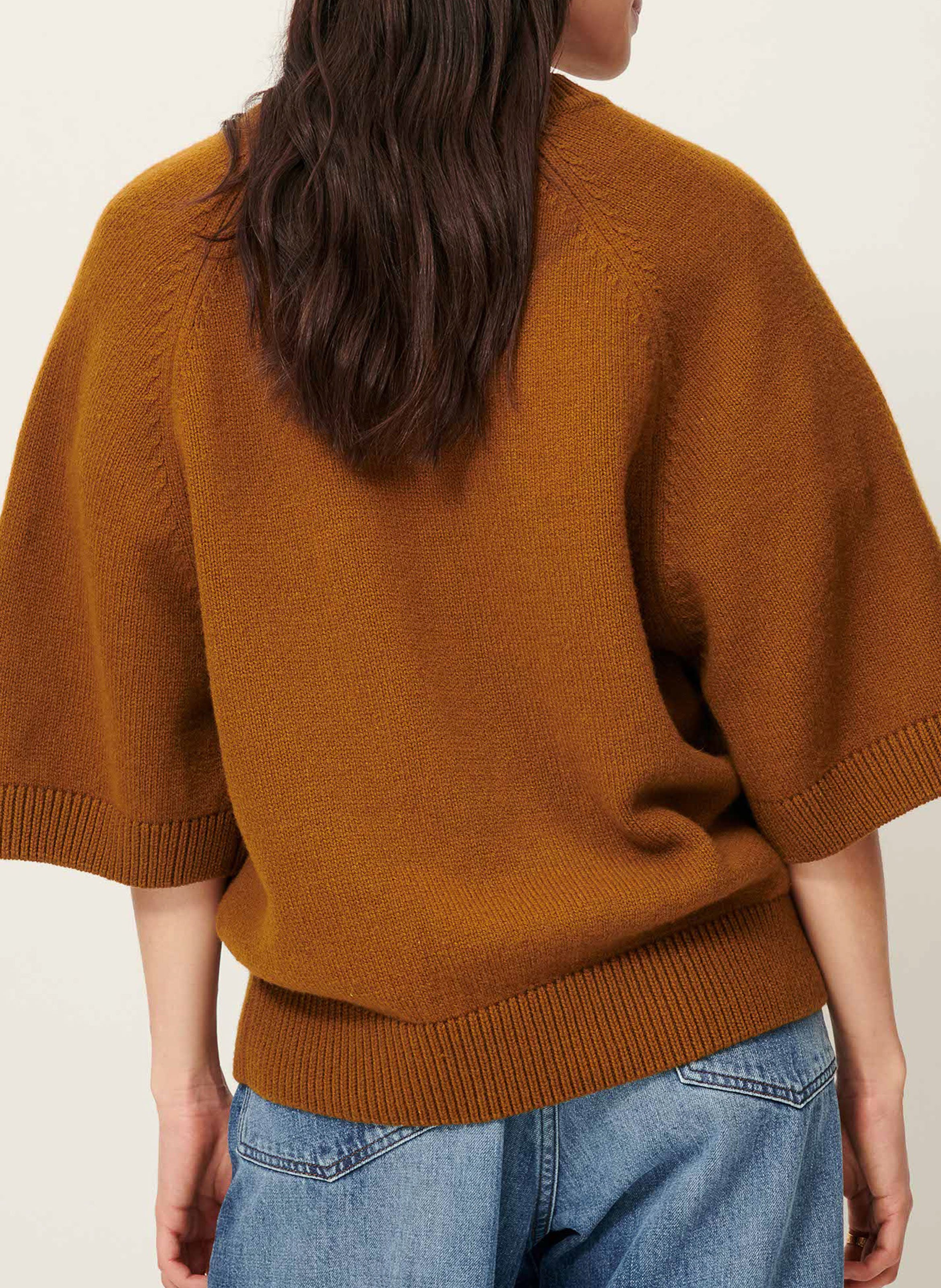 Pull col rond en laine mélangée SESSUN Marron