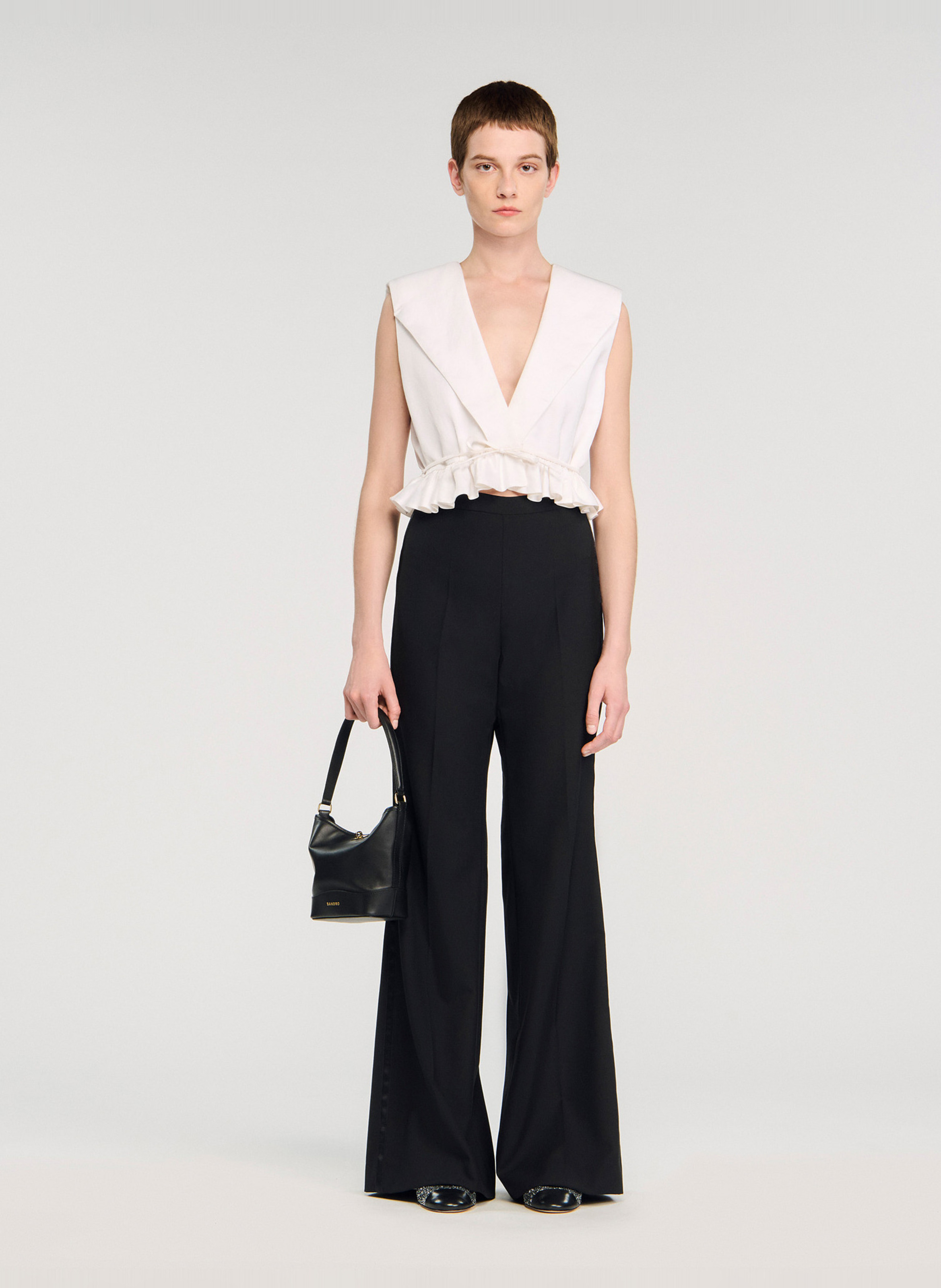 Flared wool-mix pants SANDRO Black