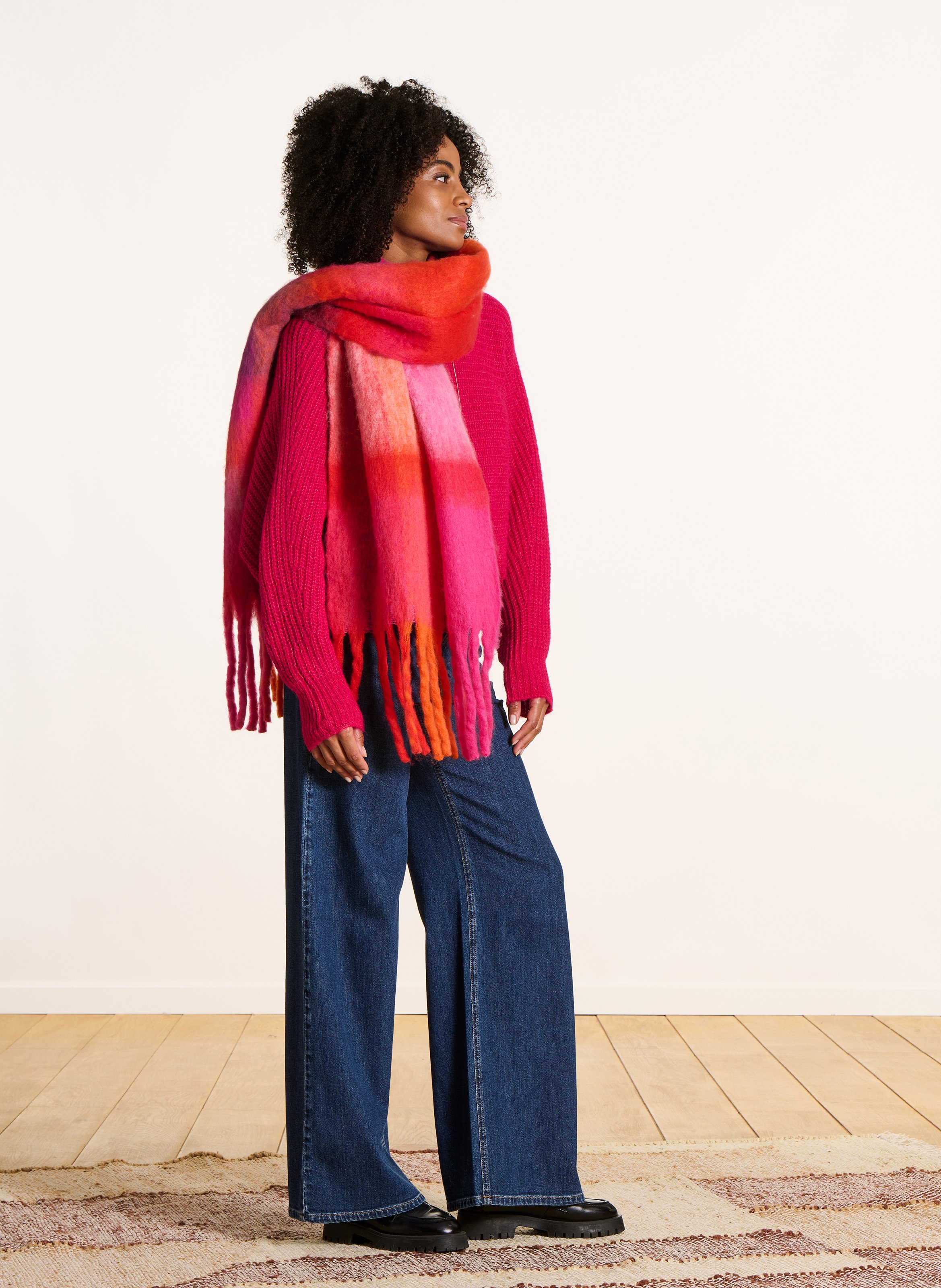 Check pattern scarf LA FEE MARABOUTEE Pink