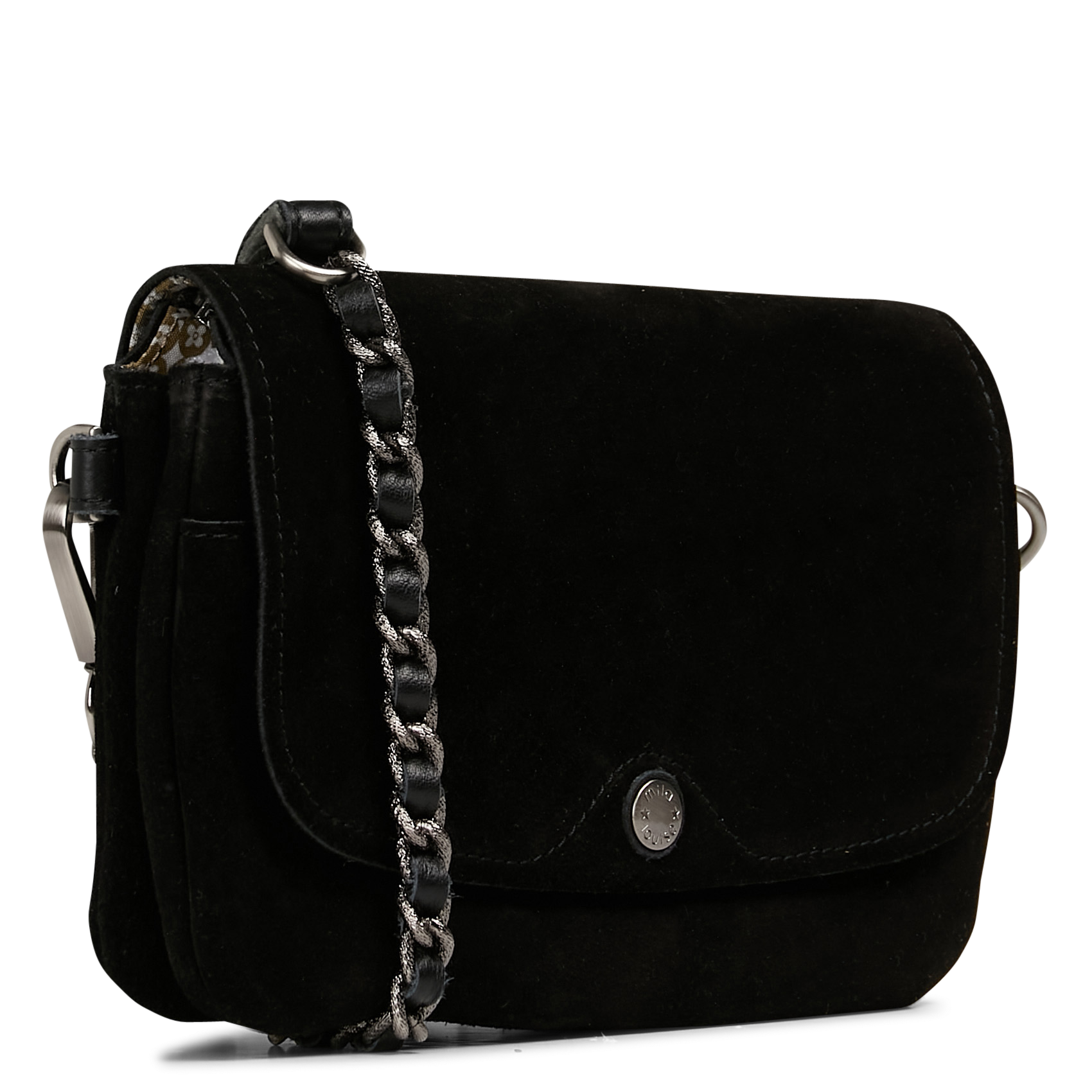 Clutch van veloursleer MILA LOUISE Zwart