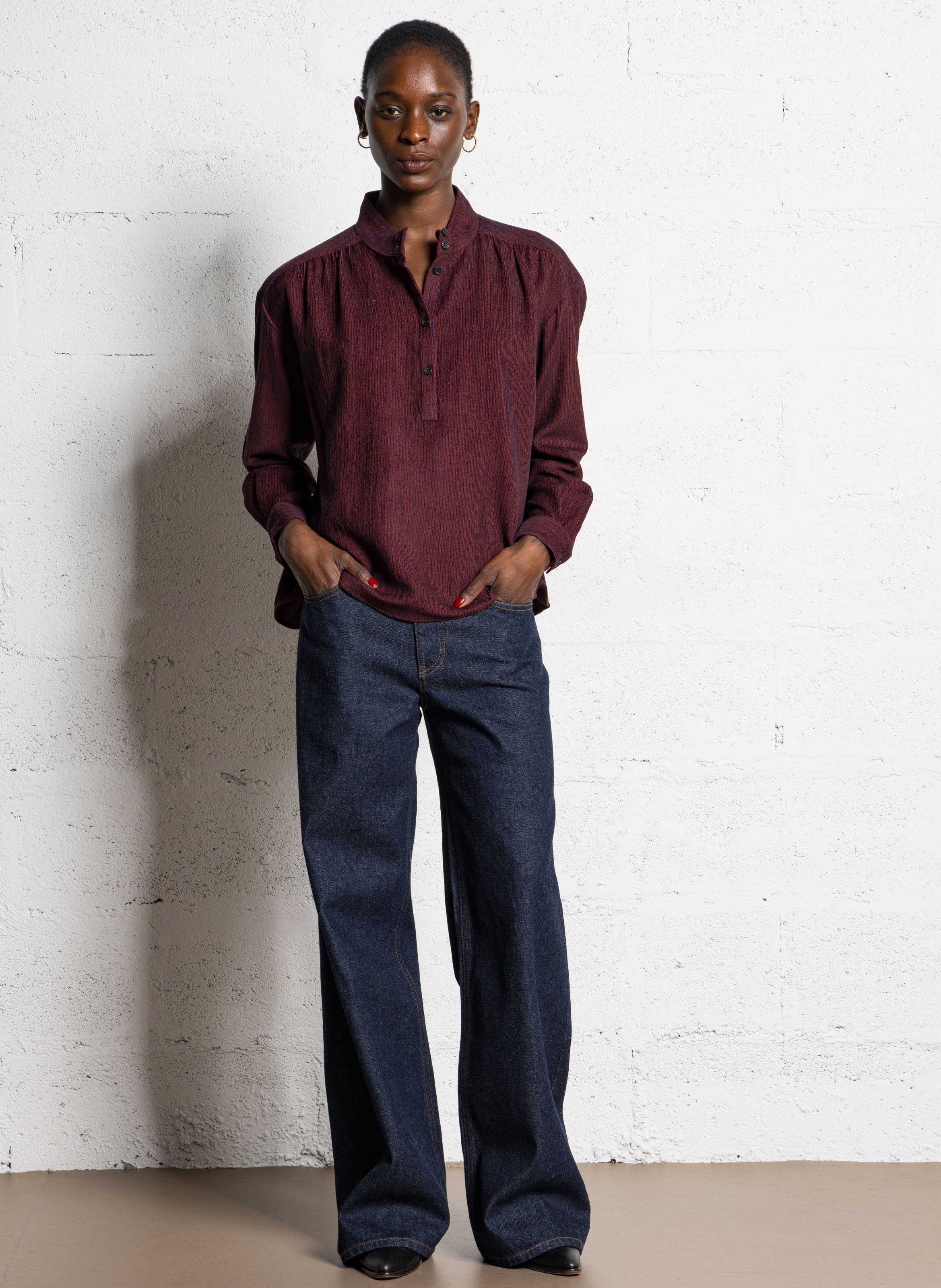 Oversized blouse met opstaande kraag en strepen SACRECOEUR Veelkleurig