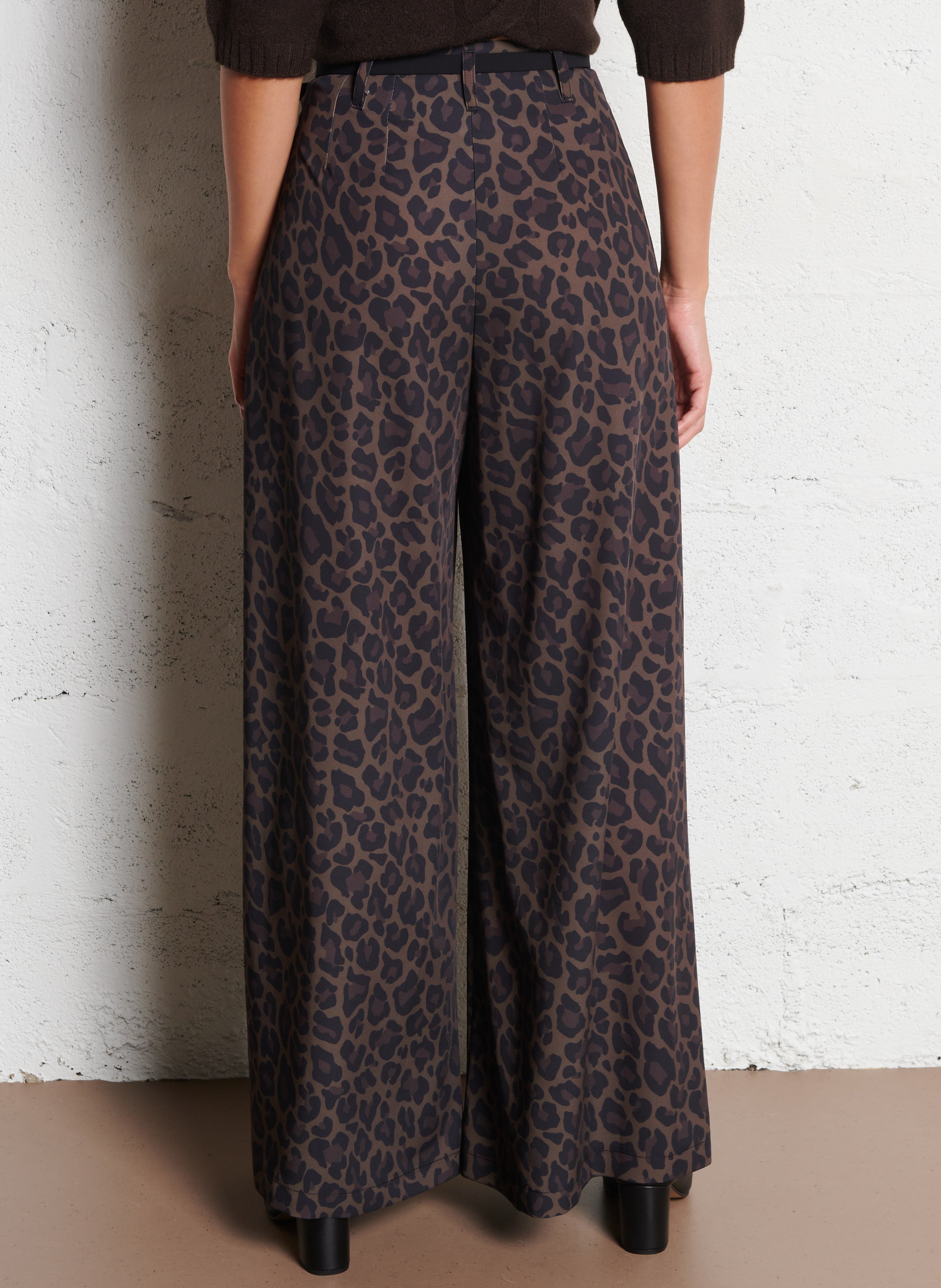 Pantalon large mprimé léopard IMPERIAL Marron