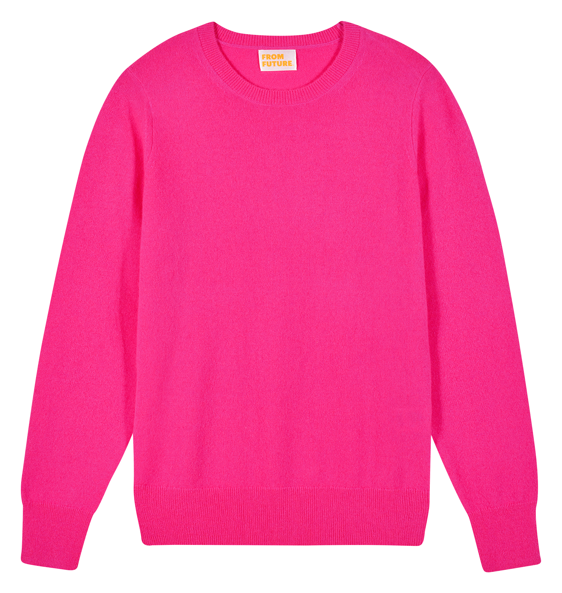 Straight cotton sweater with round neck FROM FUTURE Pink