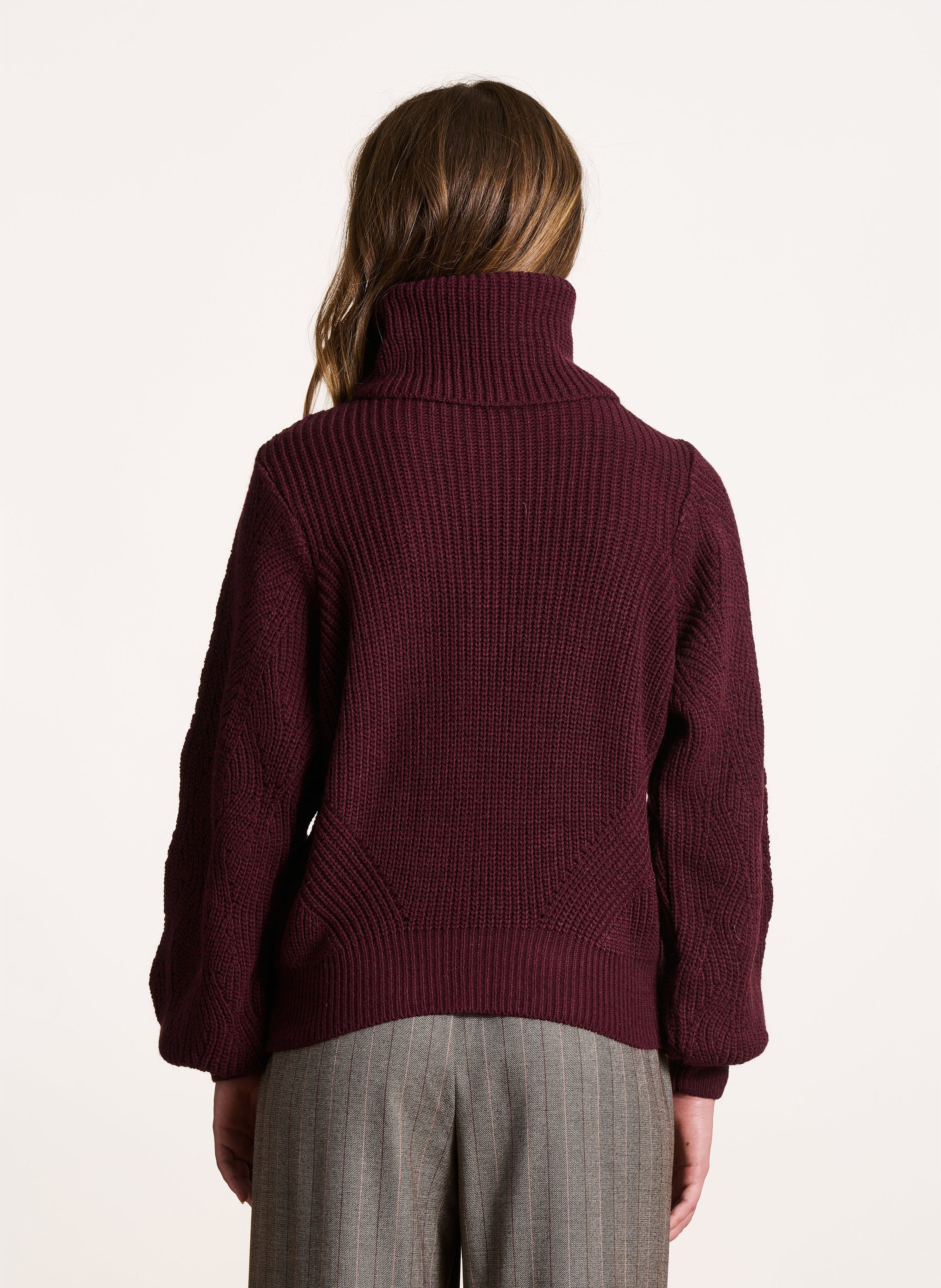 Col roulé droit en maille mélangée LA FEE MARABOUTEE Marron