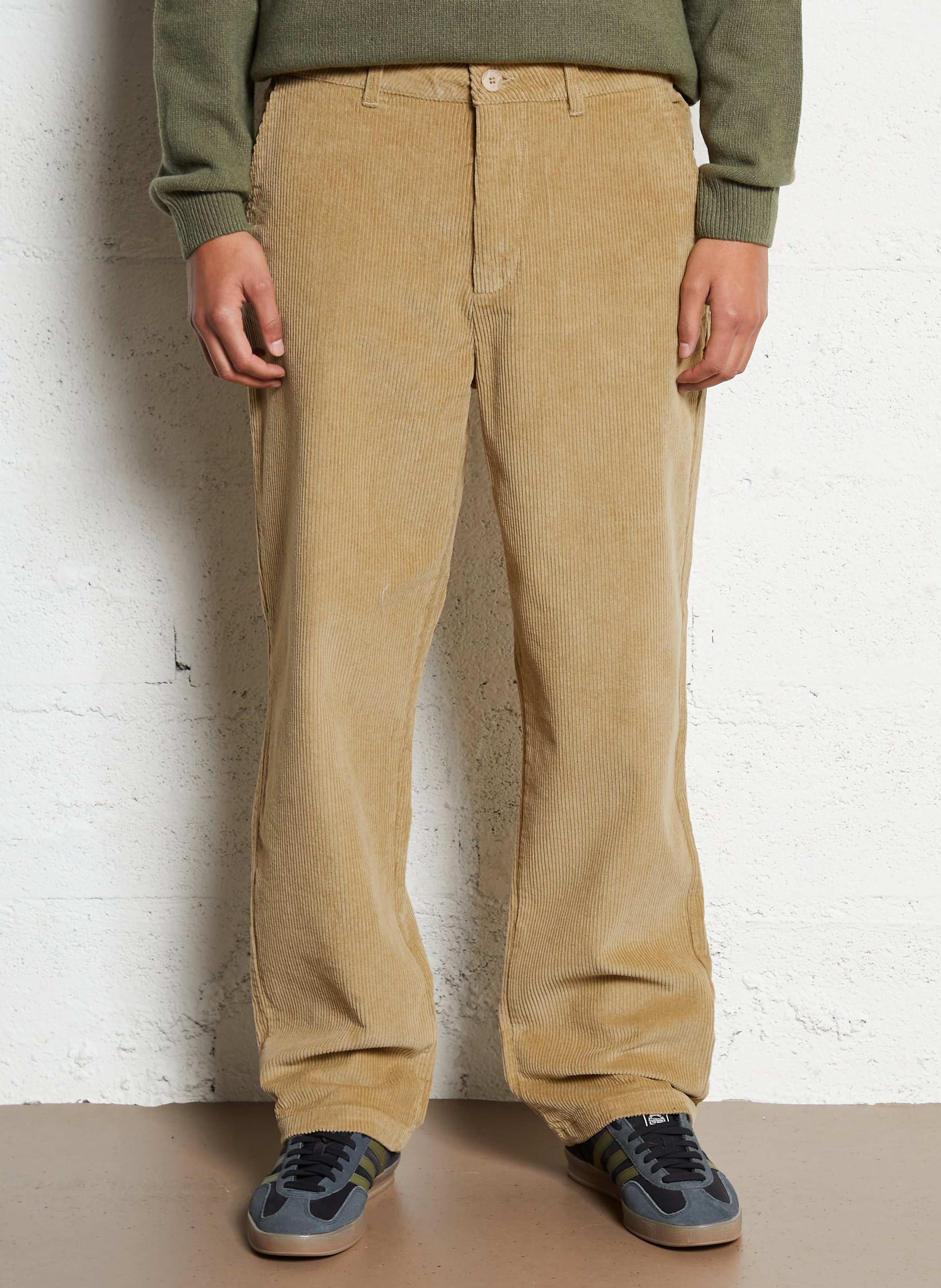 Pantalon large en velours côtelé SOLID Marron