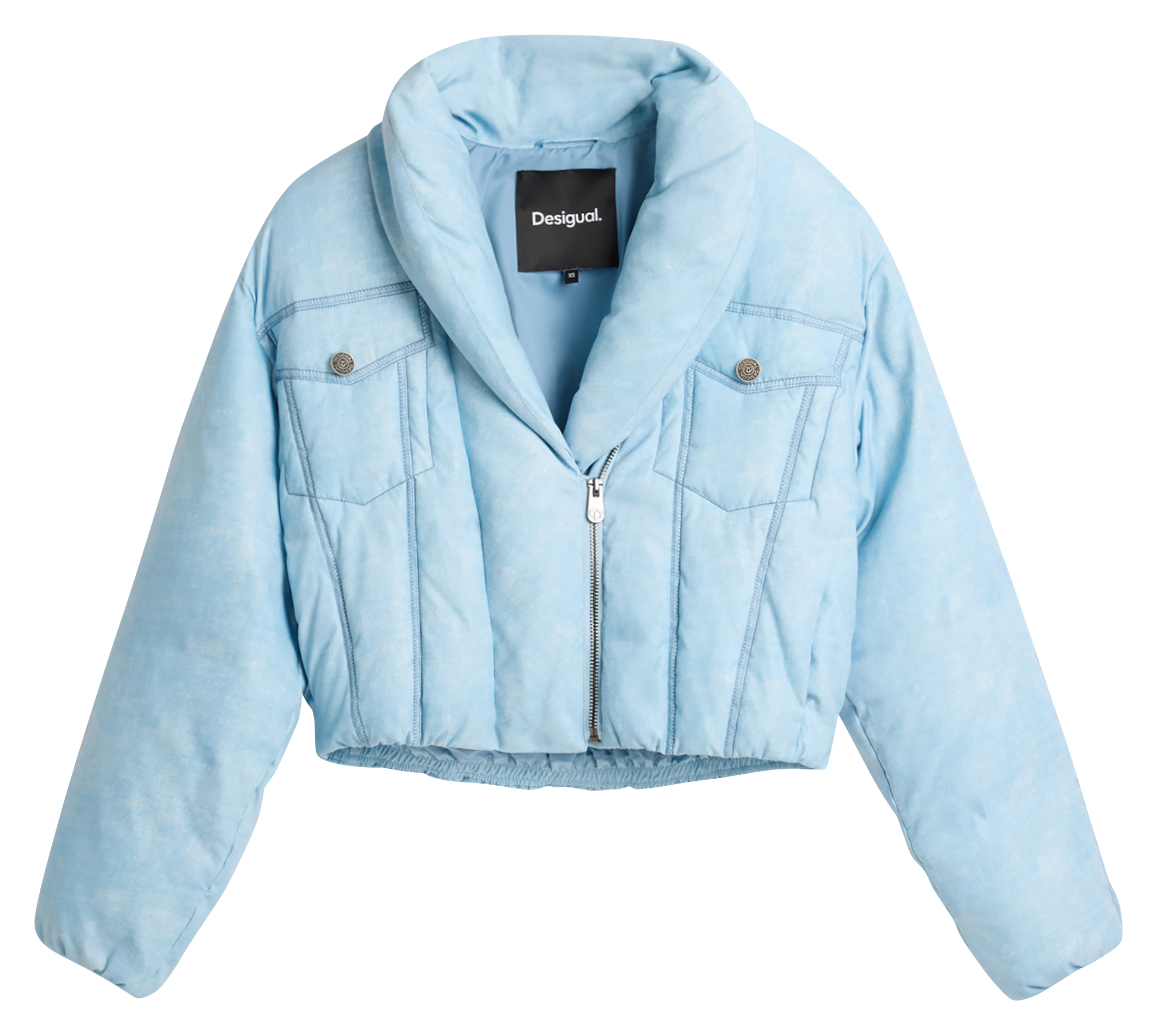 Veste courte matelassée à zip DESIGUAL Bleu