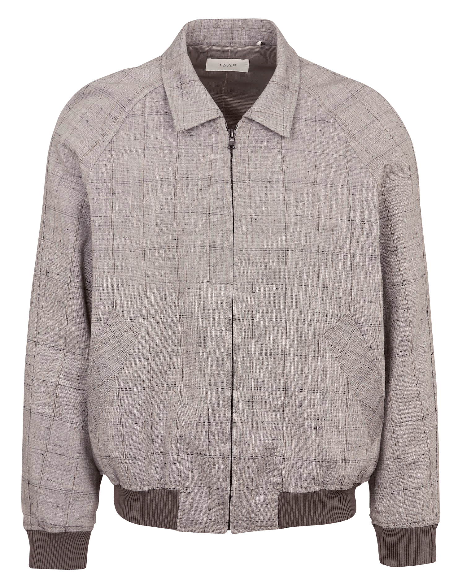 Checked jacket with classic collar IKKS Brown