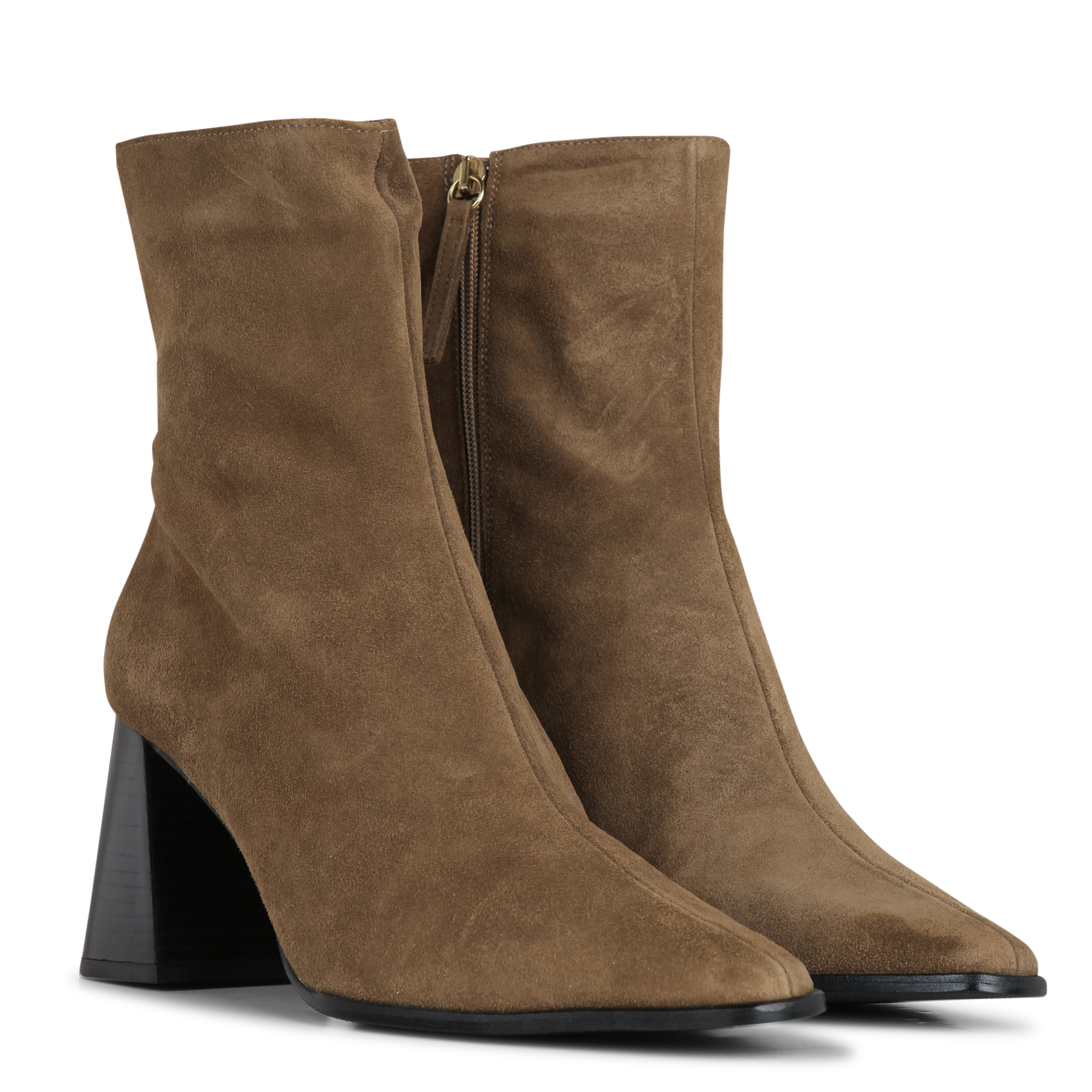 Bottines à bout pointu en cuir velours ANGEL ALARCON Marron