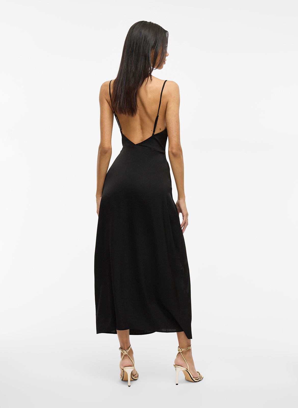 Robe longue satinée VILA Noir