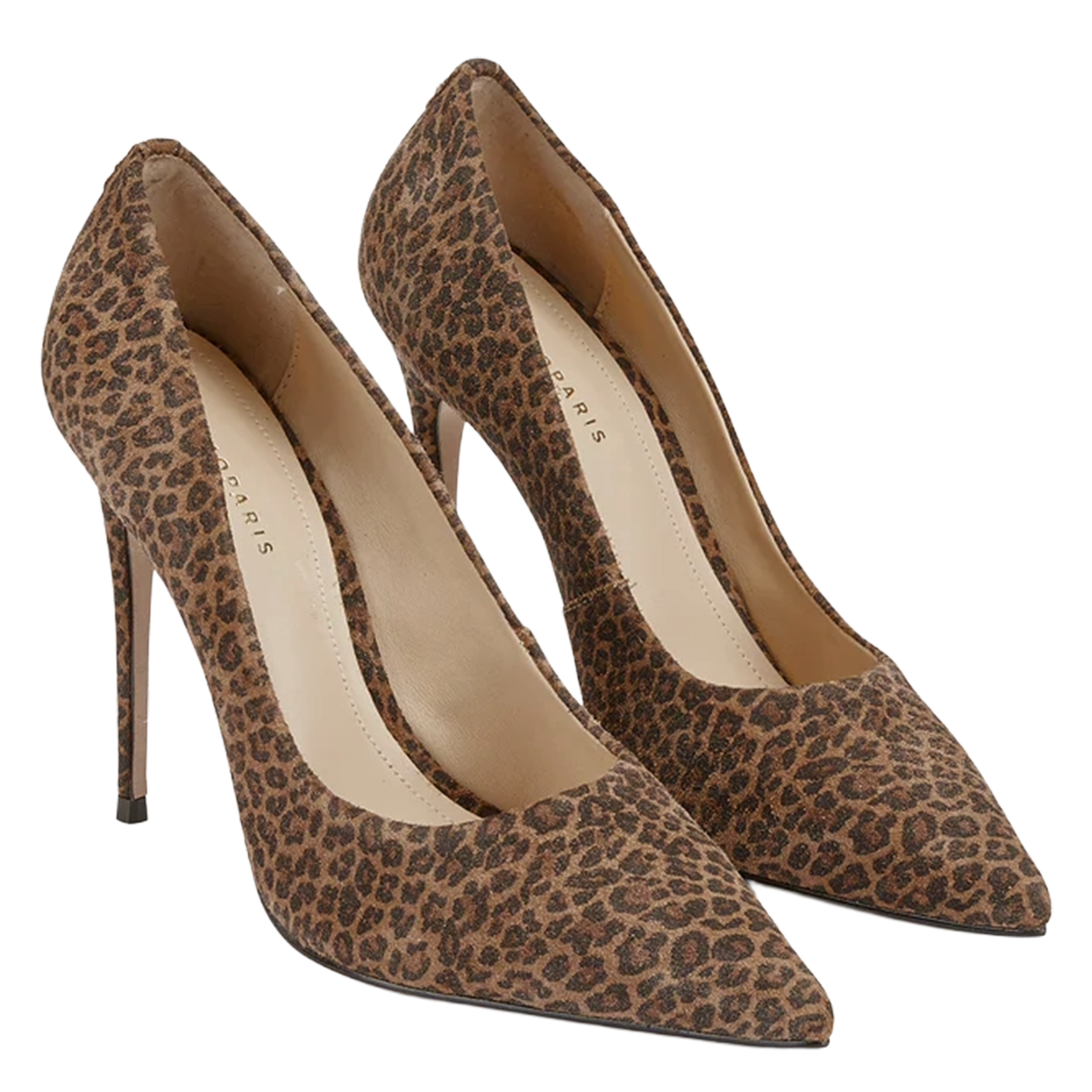 Leopard stiletto heels in leather COSMOPARIS Beige