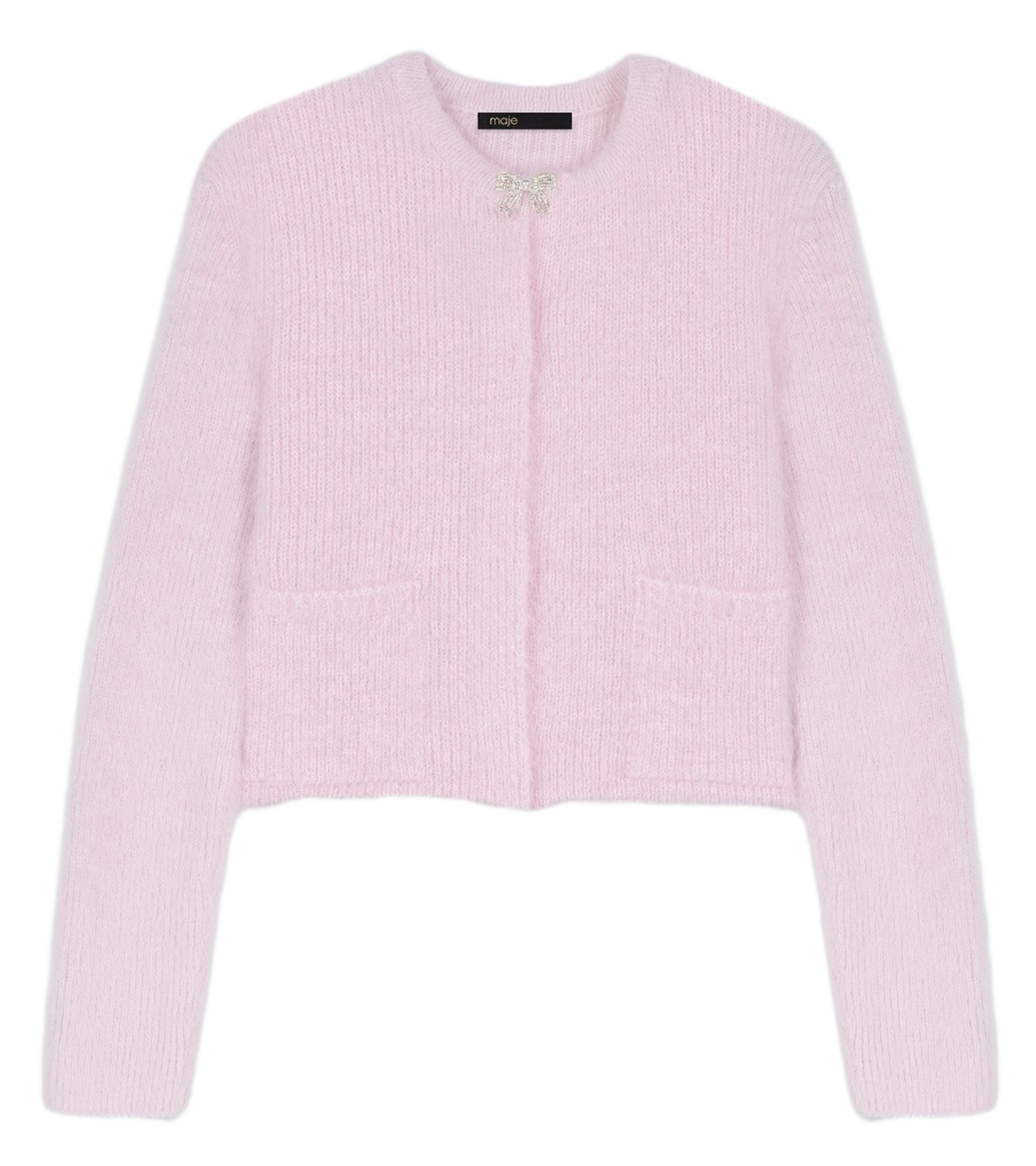 Round-neck knit straight-cut cardigan MAJE Pink