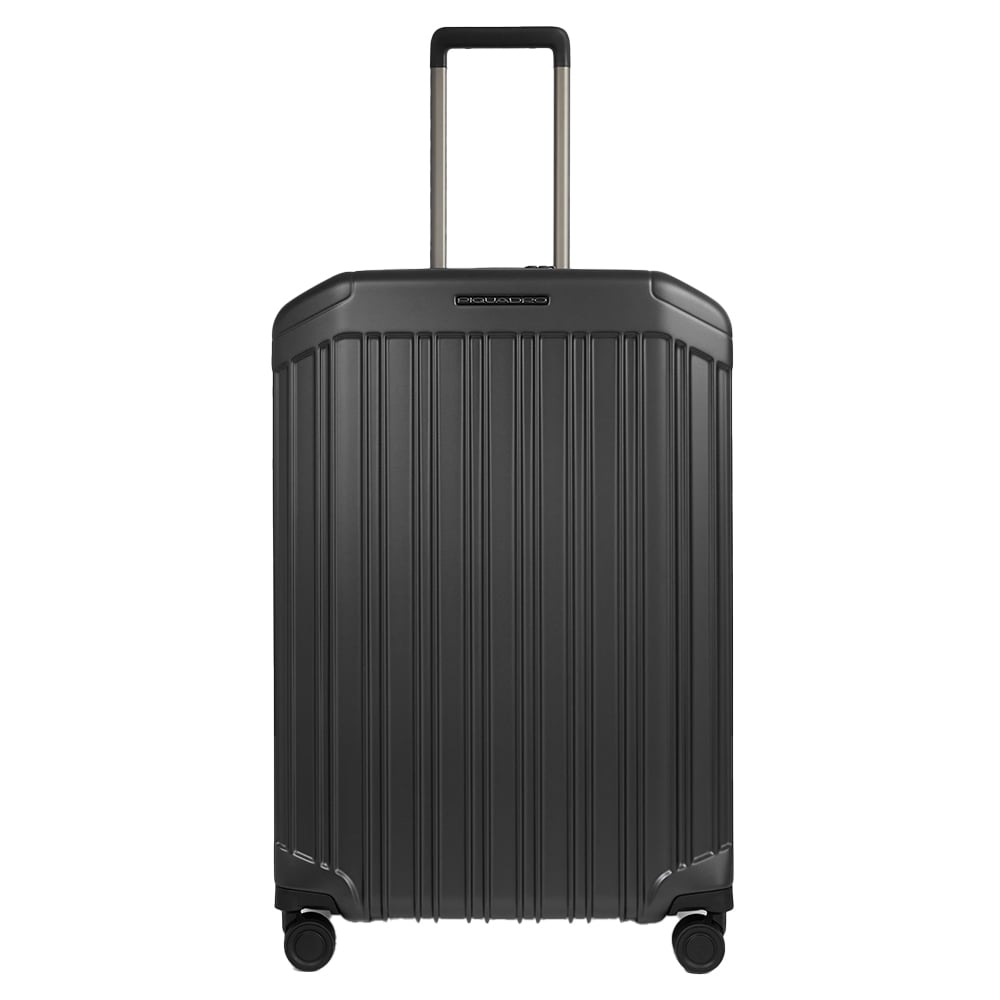 Medium expandable 4-wheel trolley suitcase with TSA lock and removable washable lining PIQUADRO Black
