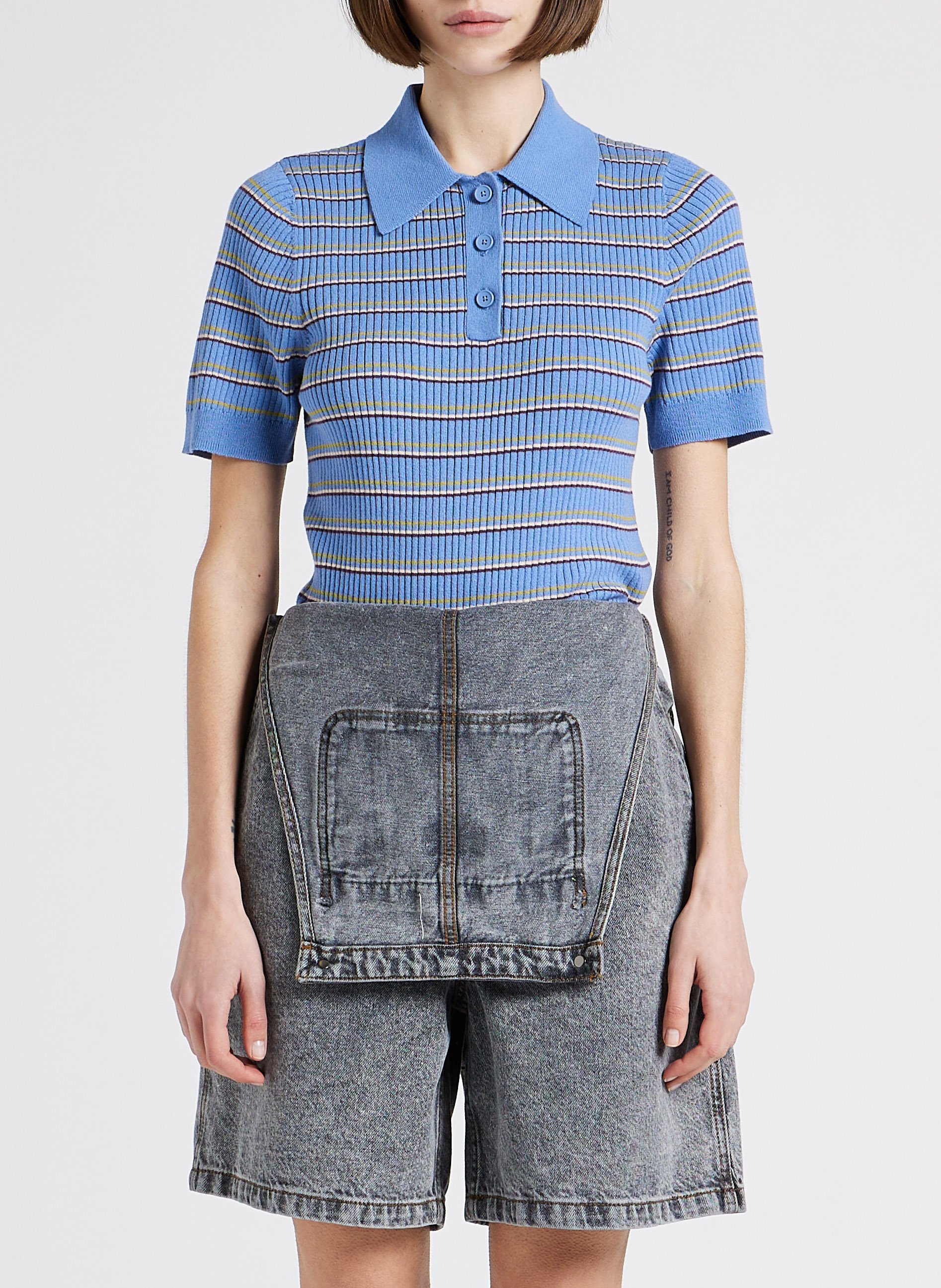 Strakke polo van gestreepte katoen LEVI'S Blauw