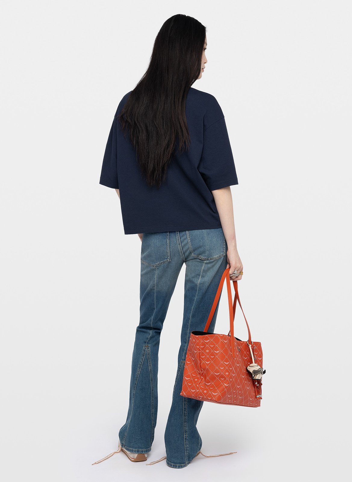 Gerader T-Shirt aus bedruckter Baumwolle ZADIG&VOLTAIRE Blau