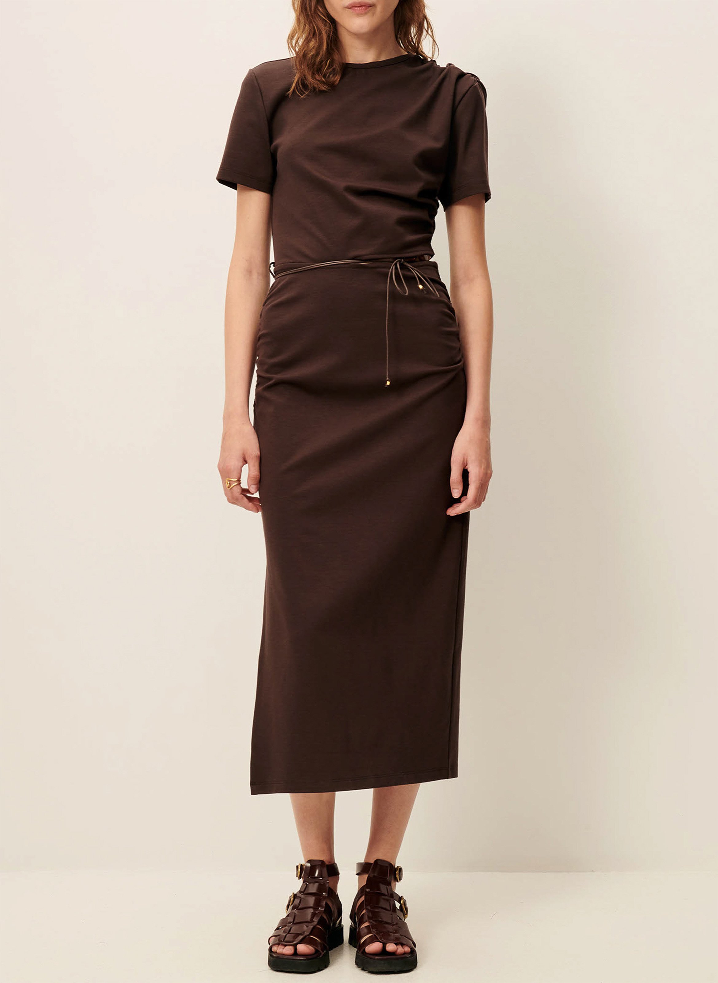 Lange gebreide jurk SESSUN Bruin