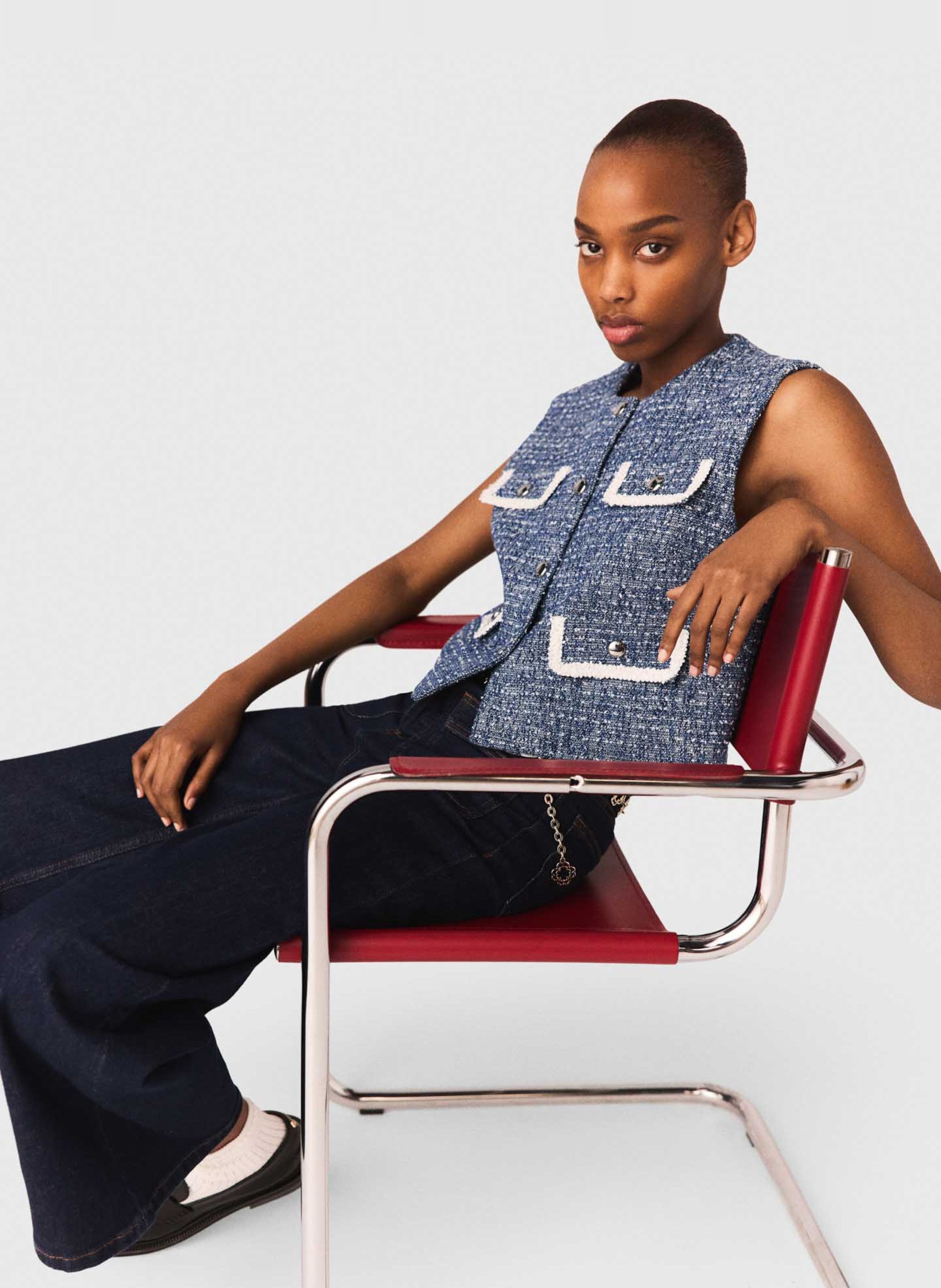 Recht vest | katoenblend MAJE Blauw