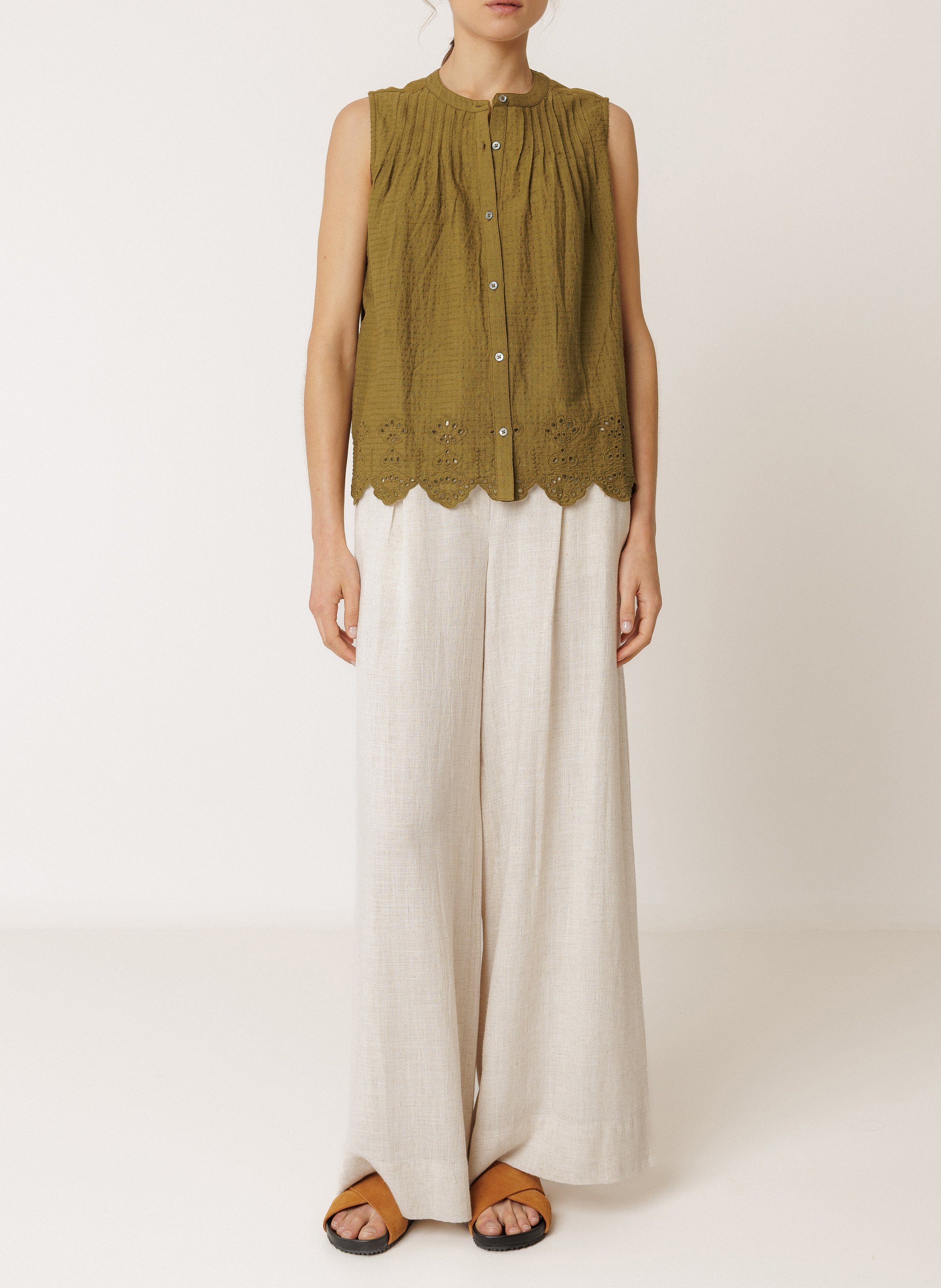 Oversized Mao collar shirt INDI & COLD Khaki