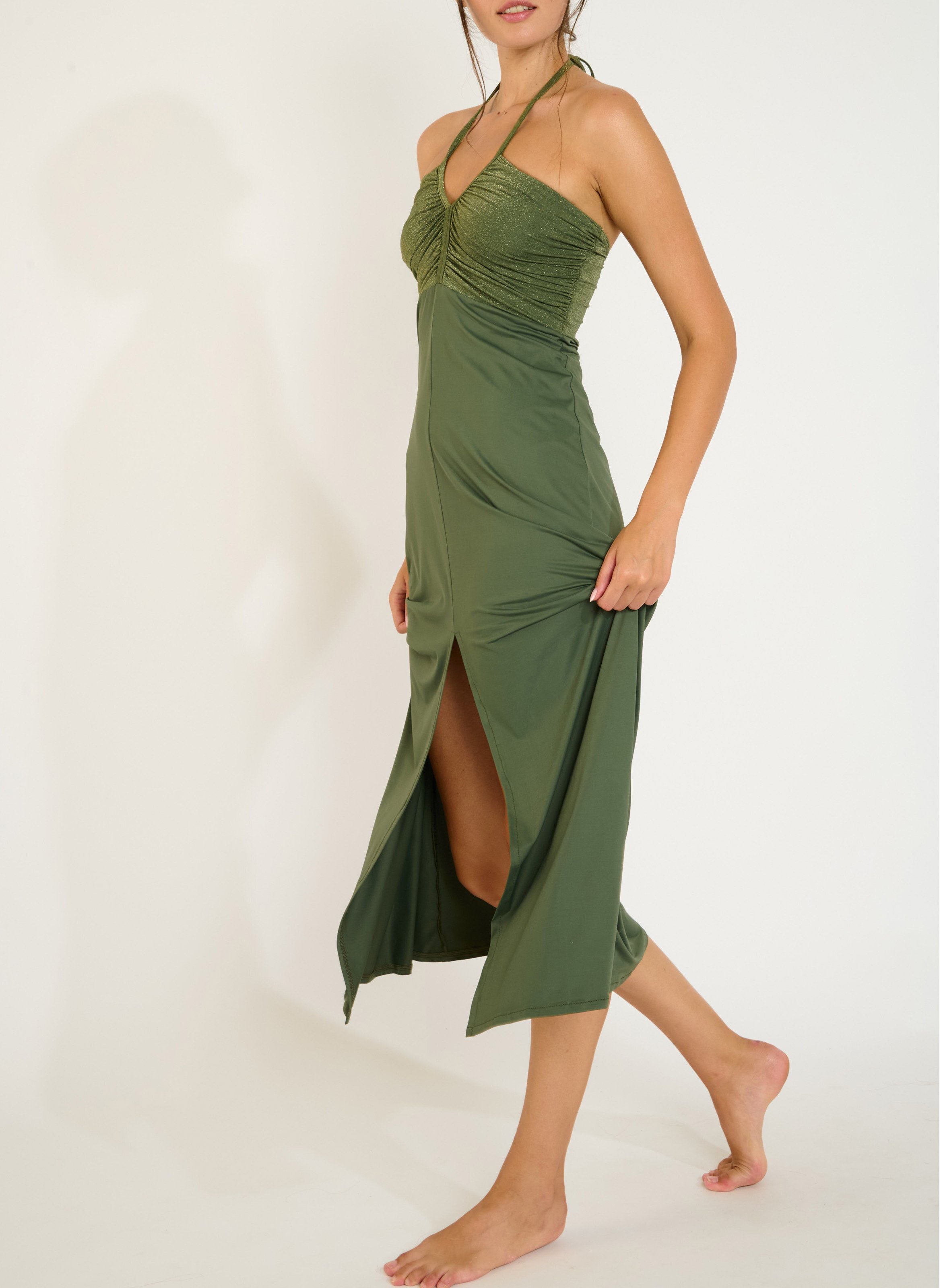 Robe plage fluide à détail pailleté BANANA MOON Vert