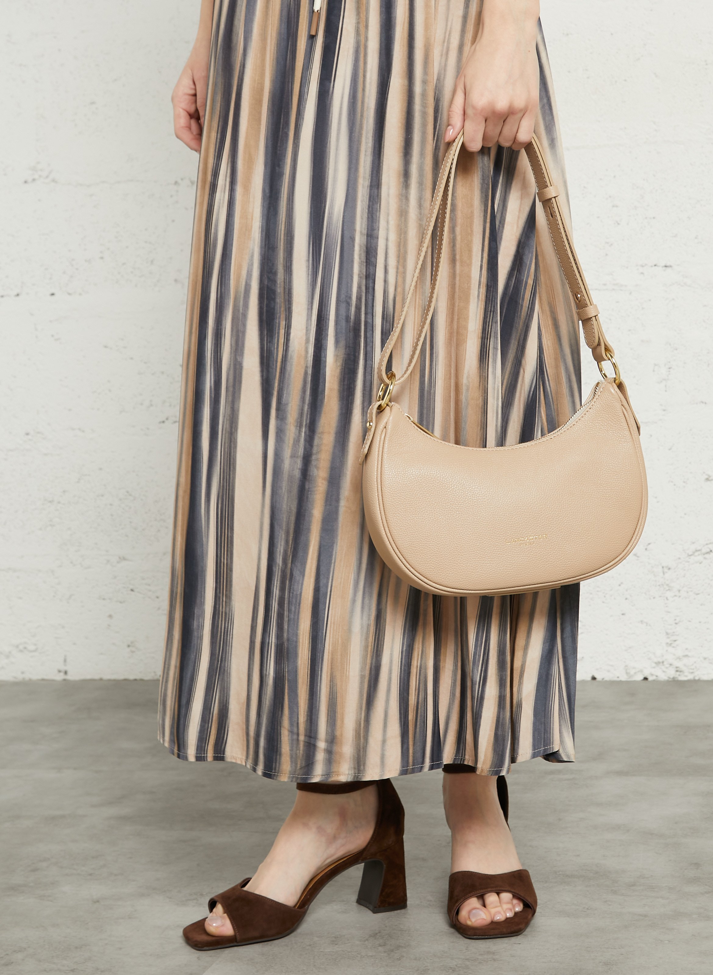 Umhängetasche aus Leder LANCASTER PARIS Beige