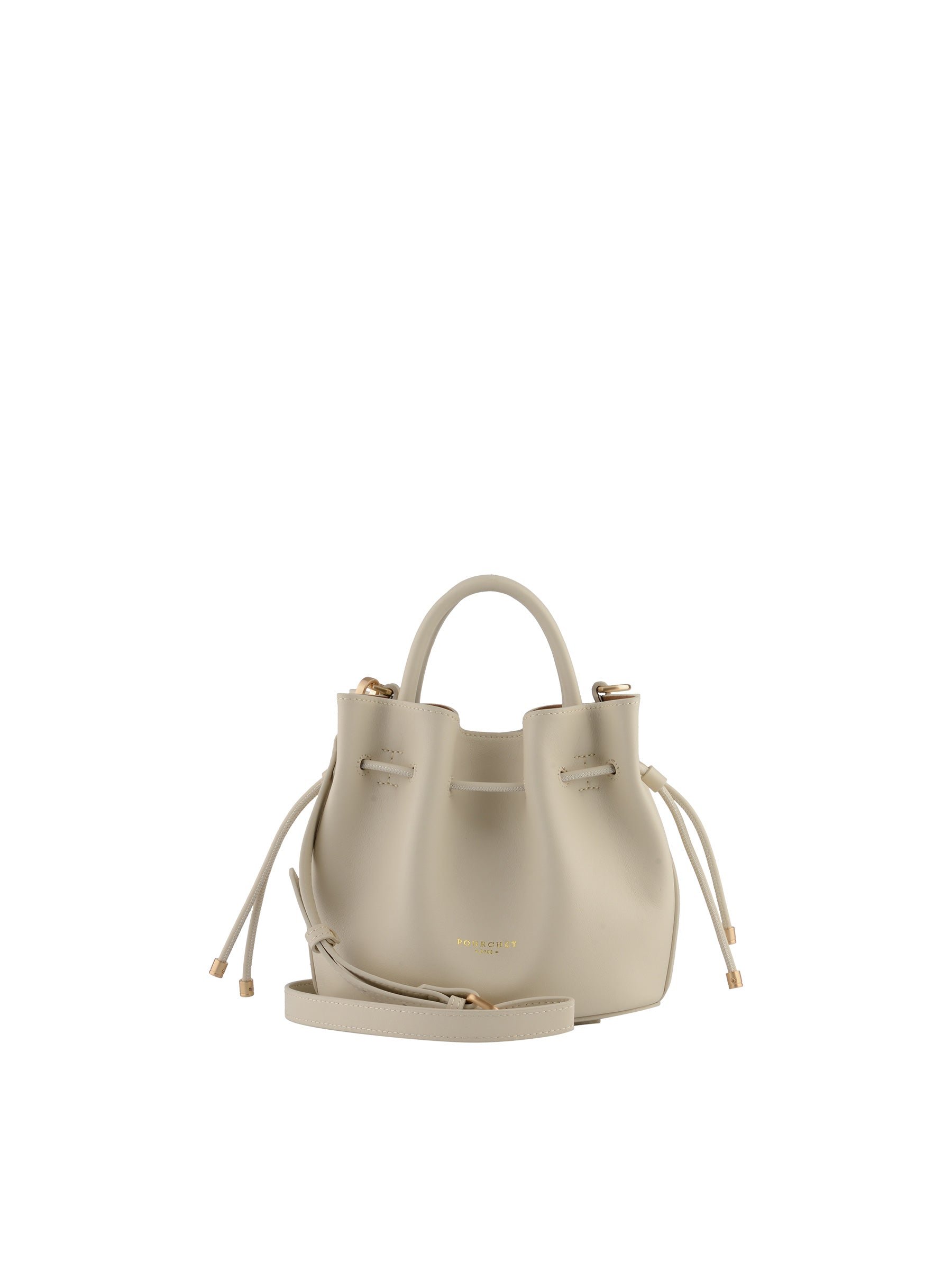 Calfskin leather handbag POURCHET Beige