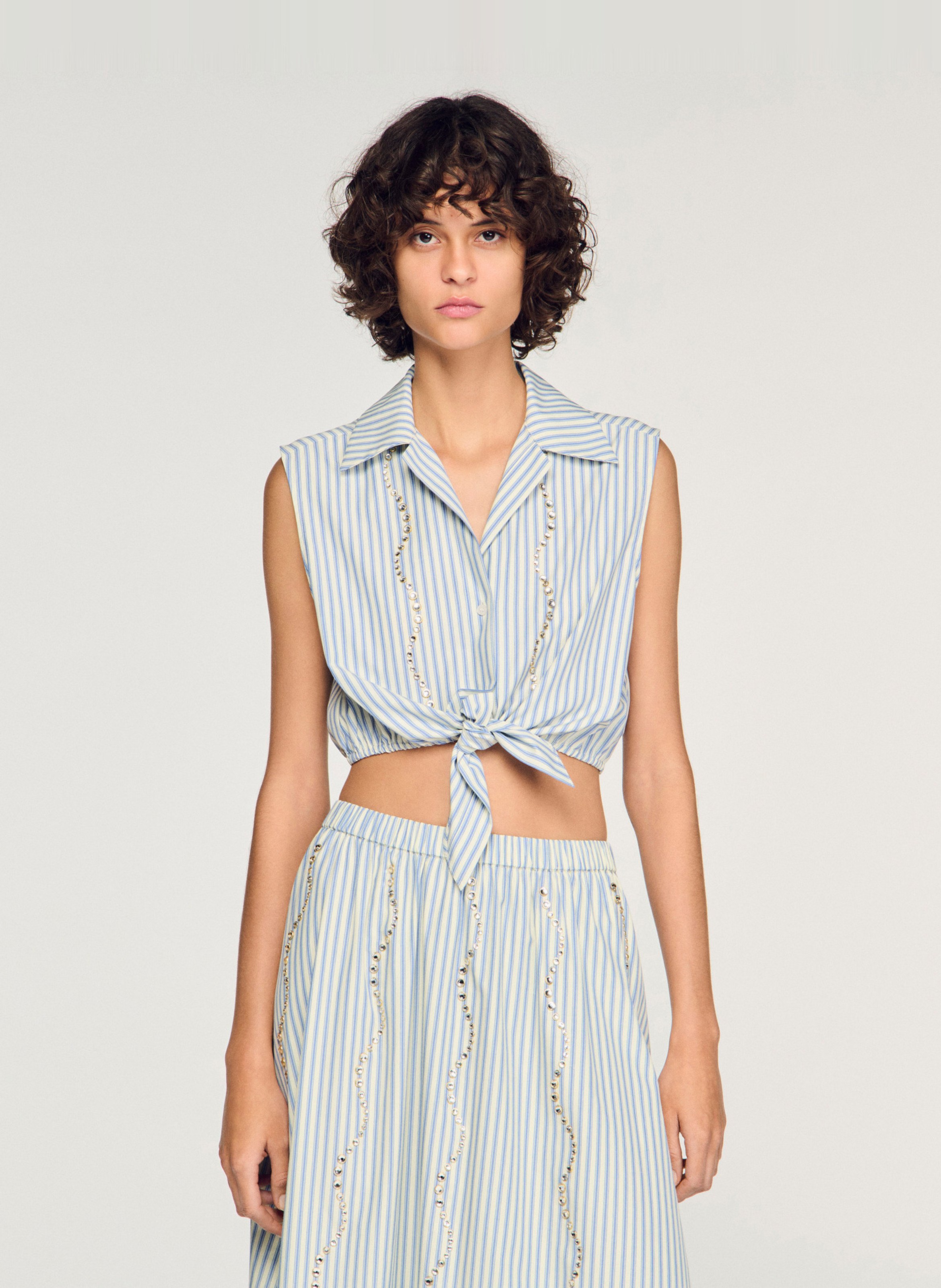 Rechte blouse met klassieke streepkraag SANDRO Blauw