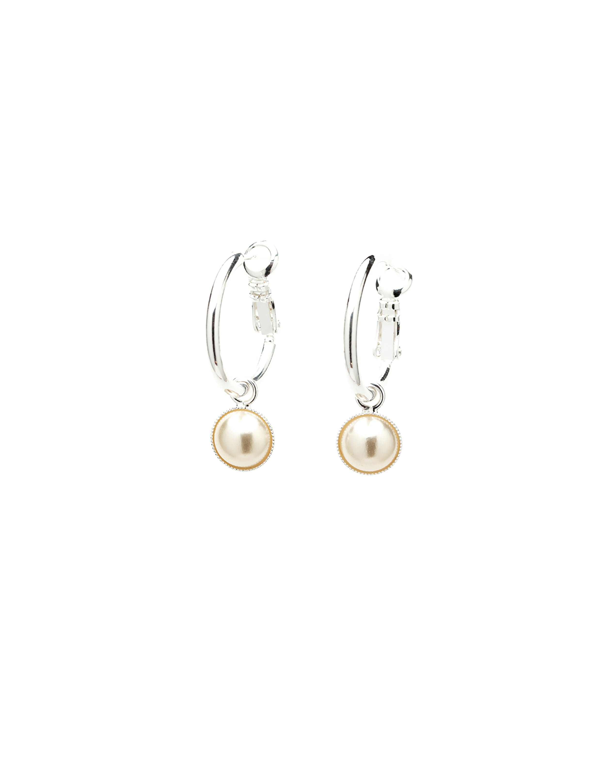 Small silver-plated hoop earrings with pearls MONSIEUR SIMONE Silver