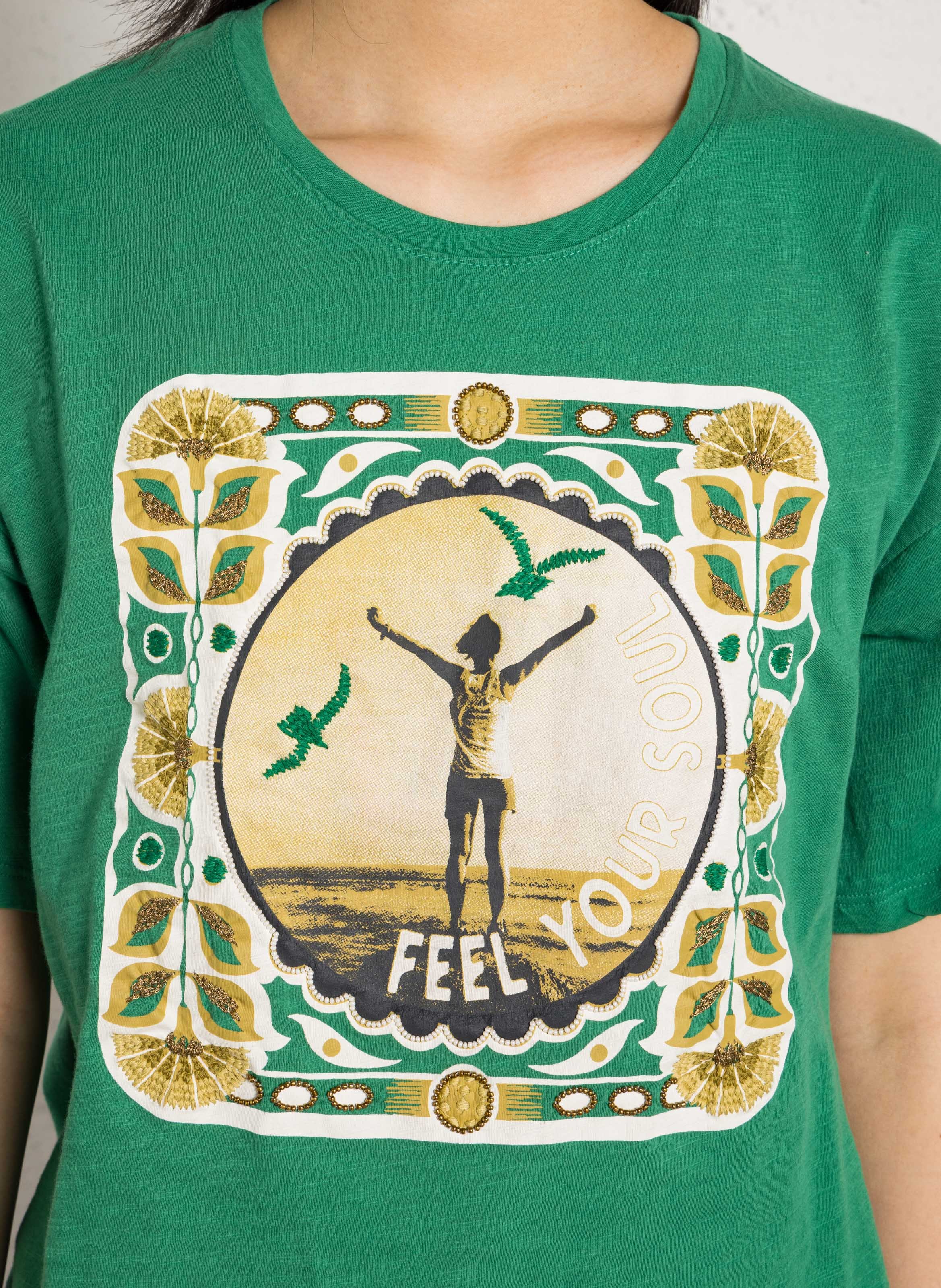 Tee-shirt col rond en coton bio LEON & HARPER Vert