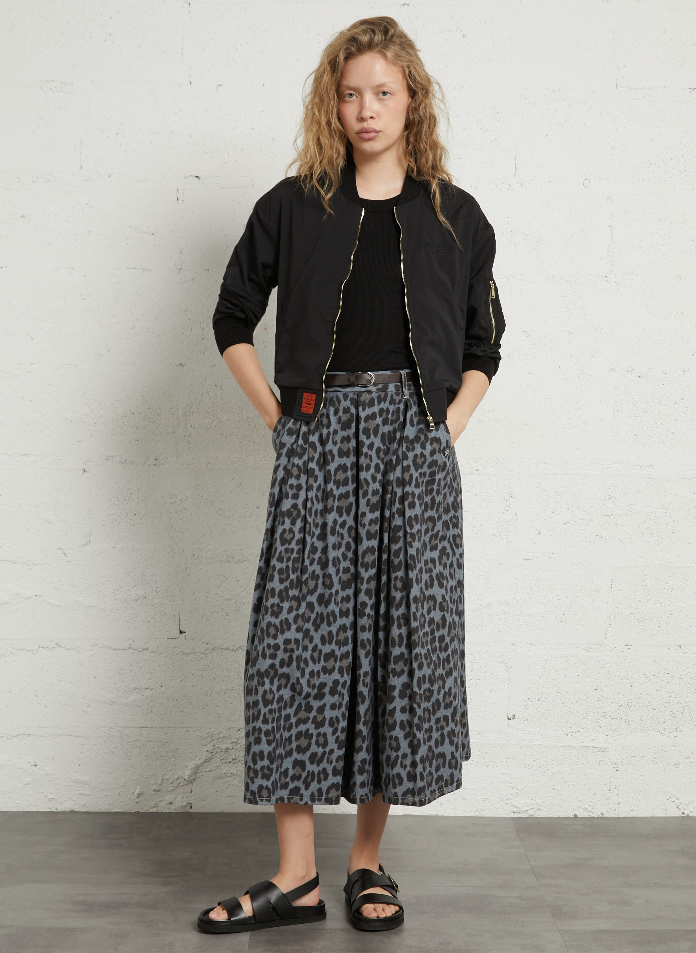 Veste droite col teddy BOMBERS ORIGINAL Noir