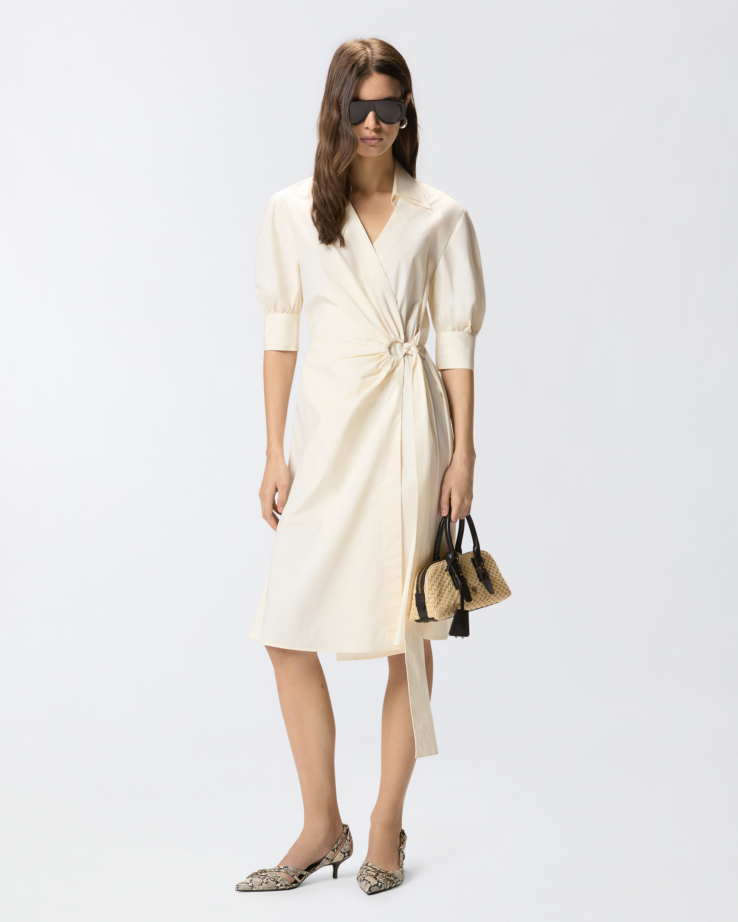 Robe midi portefeuille PINKO Beige
