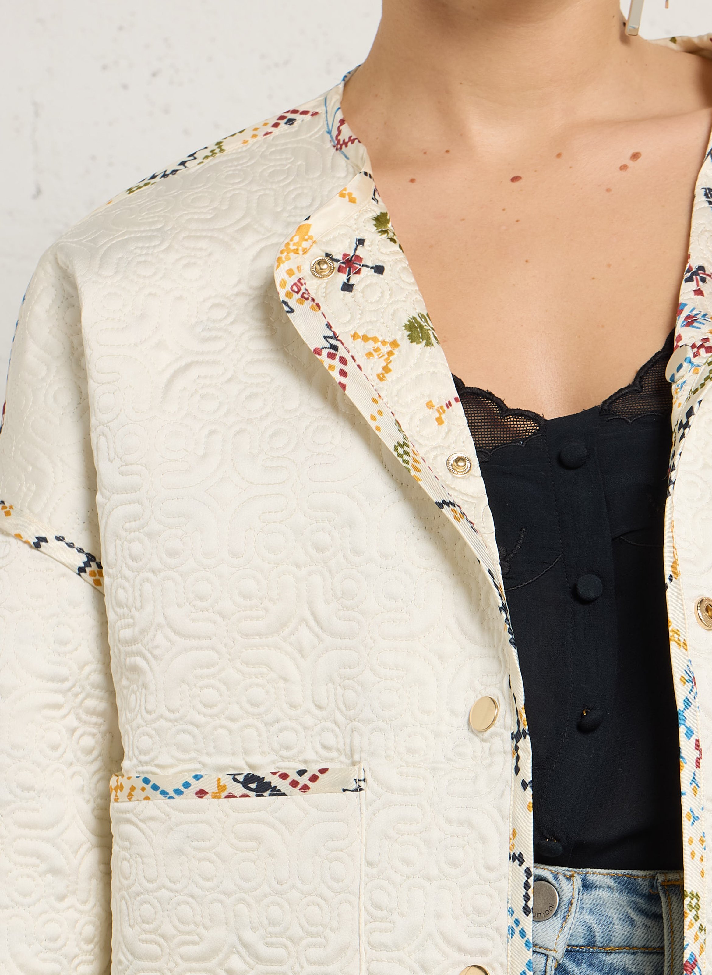 Veste droite col rond imprimé MOMONI Multicolore