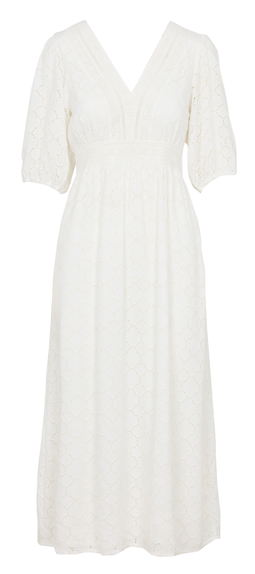 Lange jurk met V-hals MAISON 123 Wit