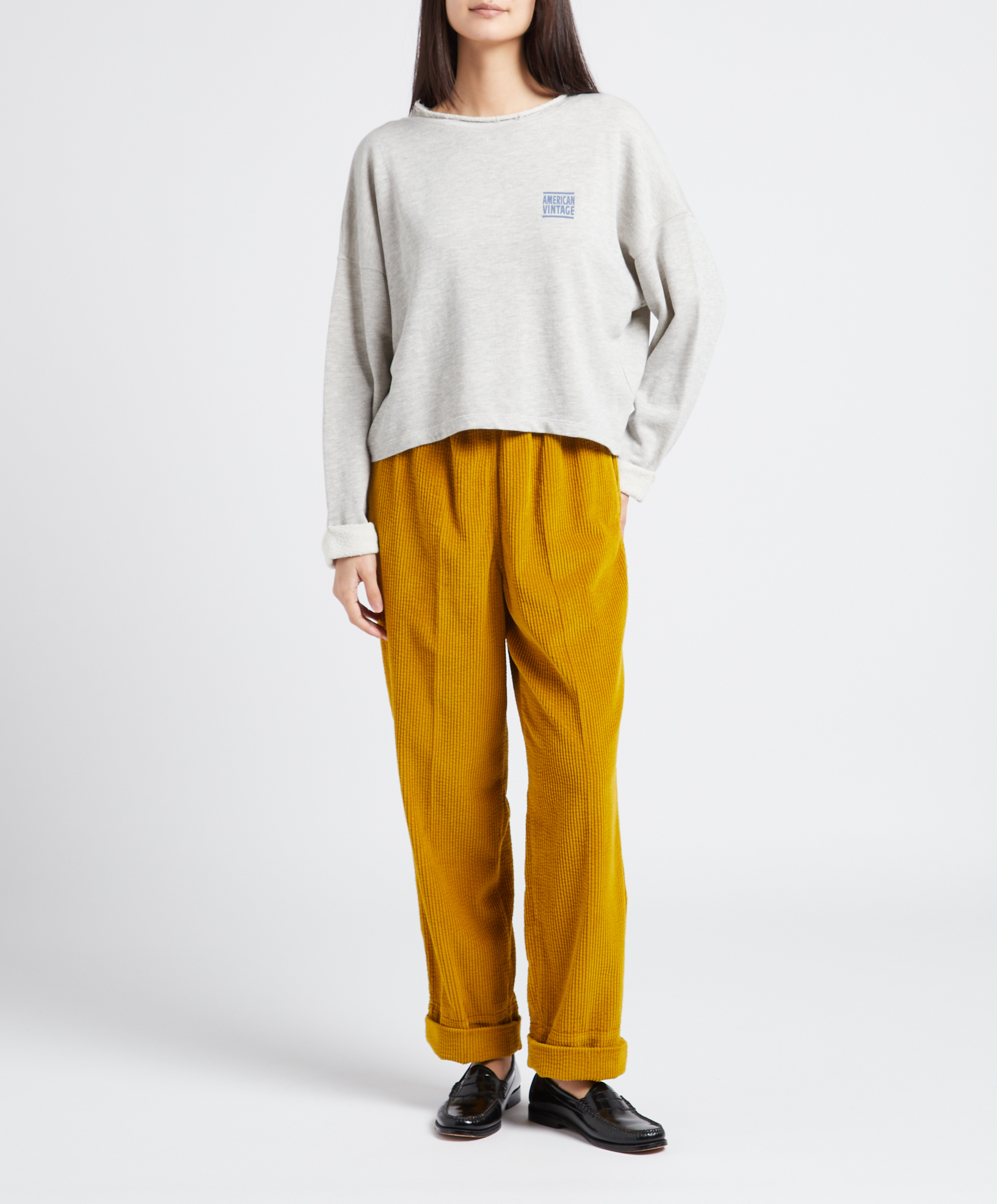 Rundhals-Sweatshirt aus Baumwoll-Mix AMERICAN VINTAGE Grau