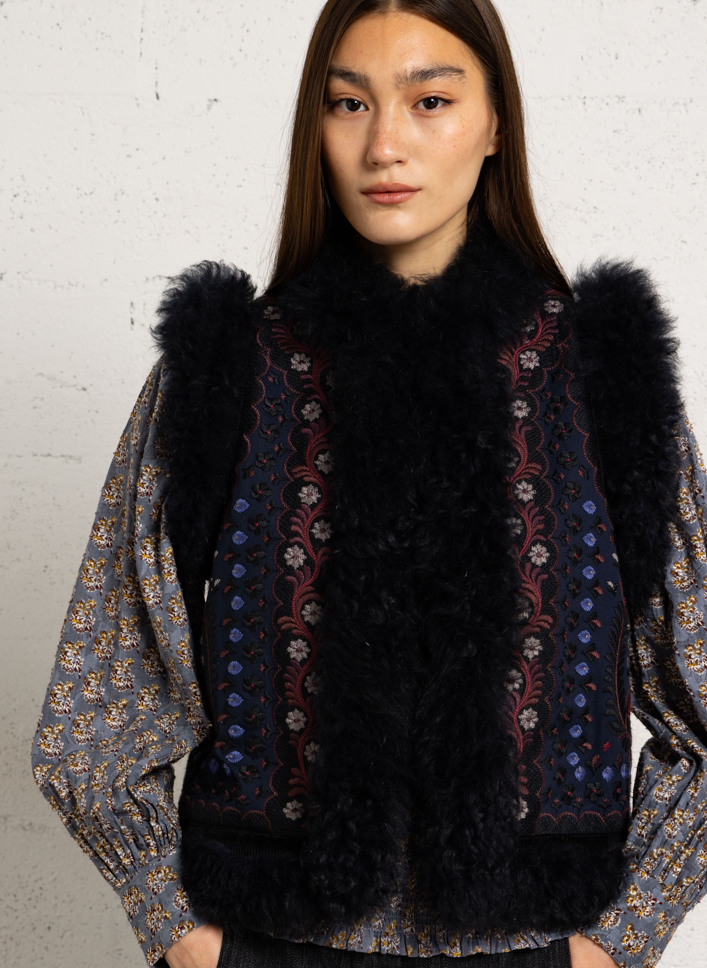 Bestickte Baumwolljacke ANTIK BATIK Blau