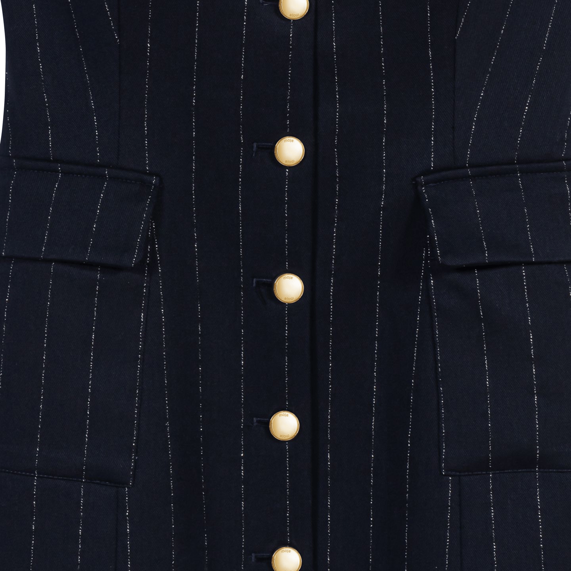 Robe courte boutonnée à rayures MAJE Bleu