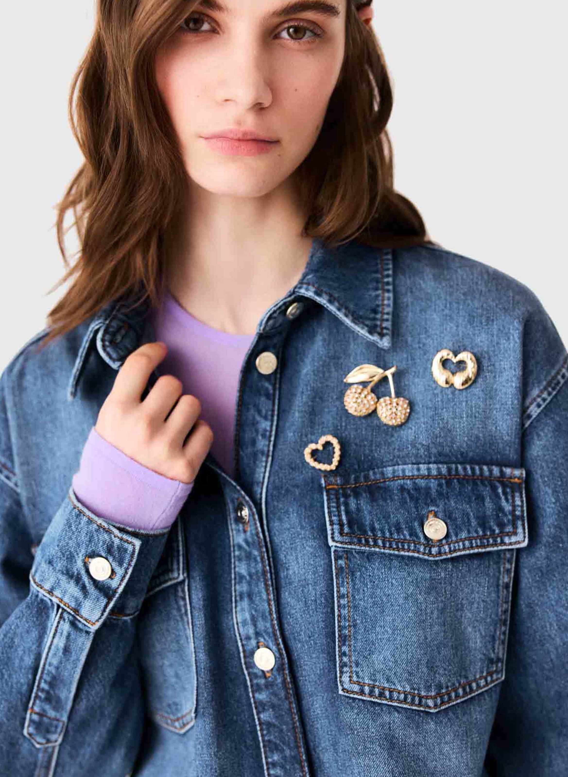 Oversized denim shirt MAJE Blue