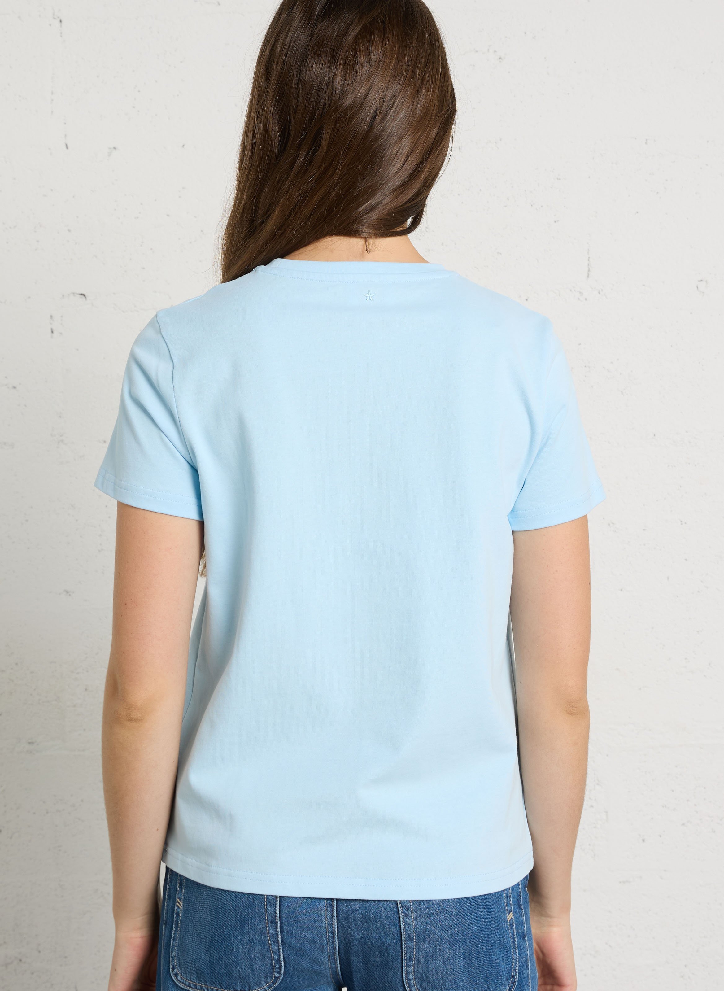 Tee-shirt droit col rond uni LA PETITE ETOILE Bleu