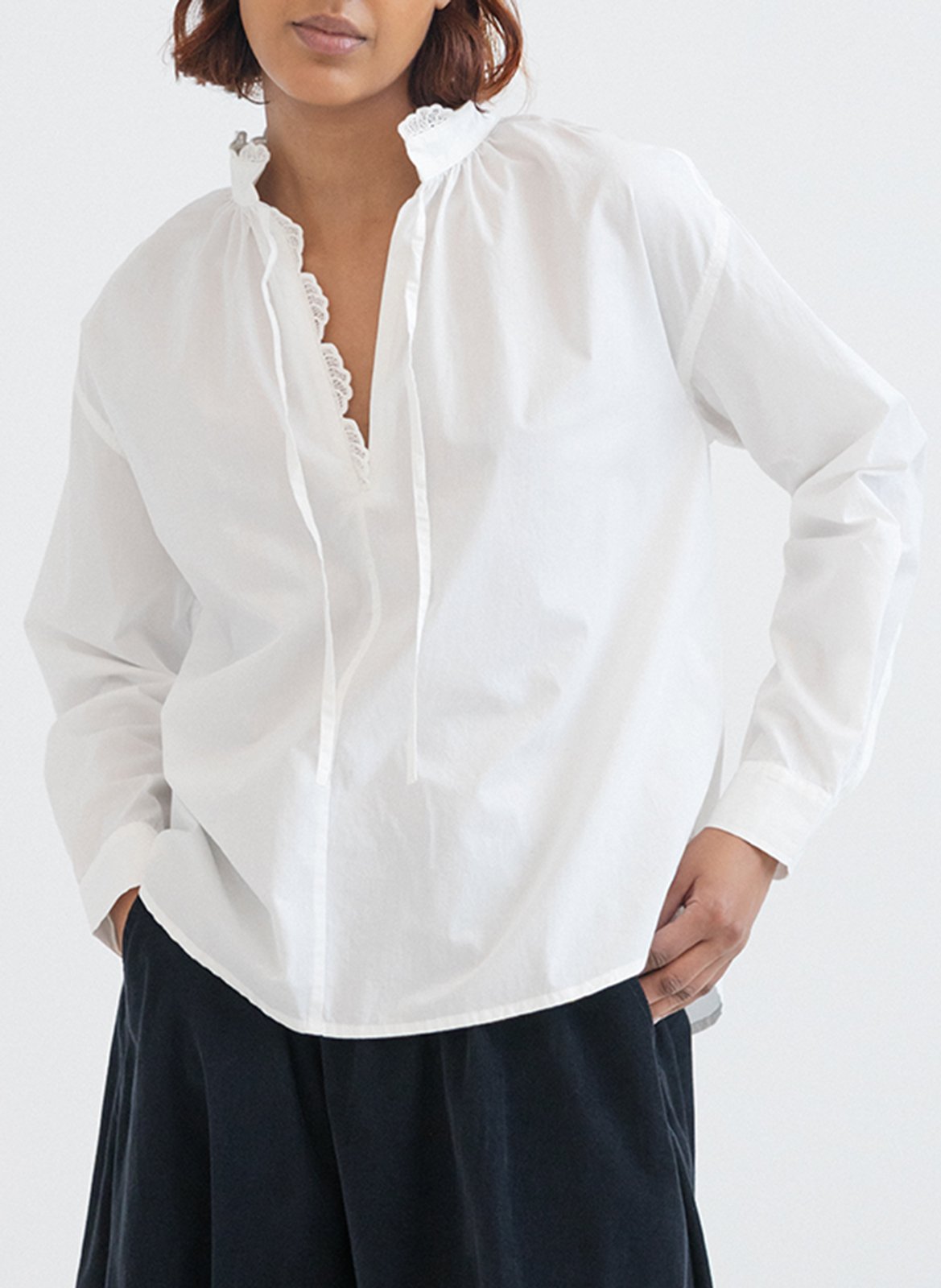 Embroidered cotton shirt PROJECT-AJ117 White