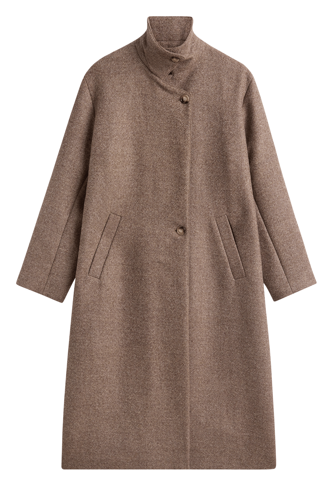 Long wool-blend coat with high collar SOEUR Brown