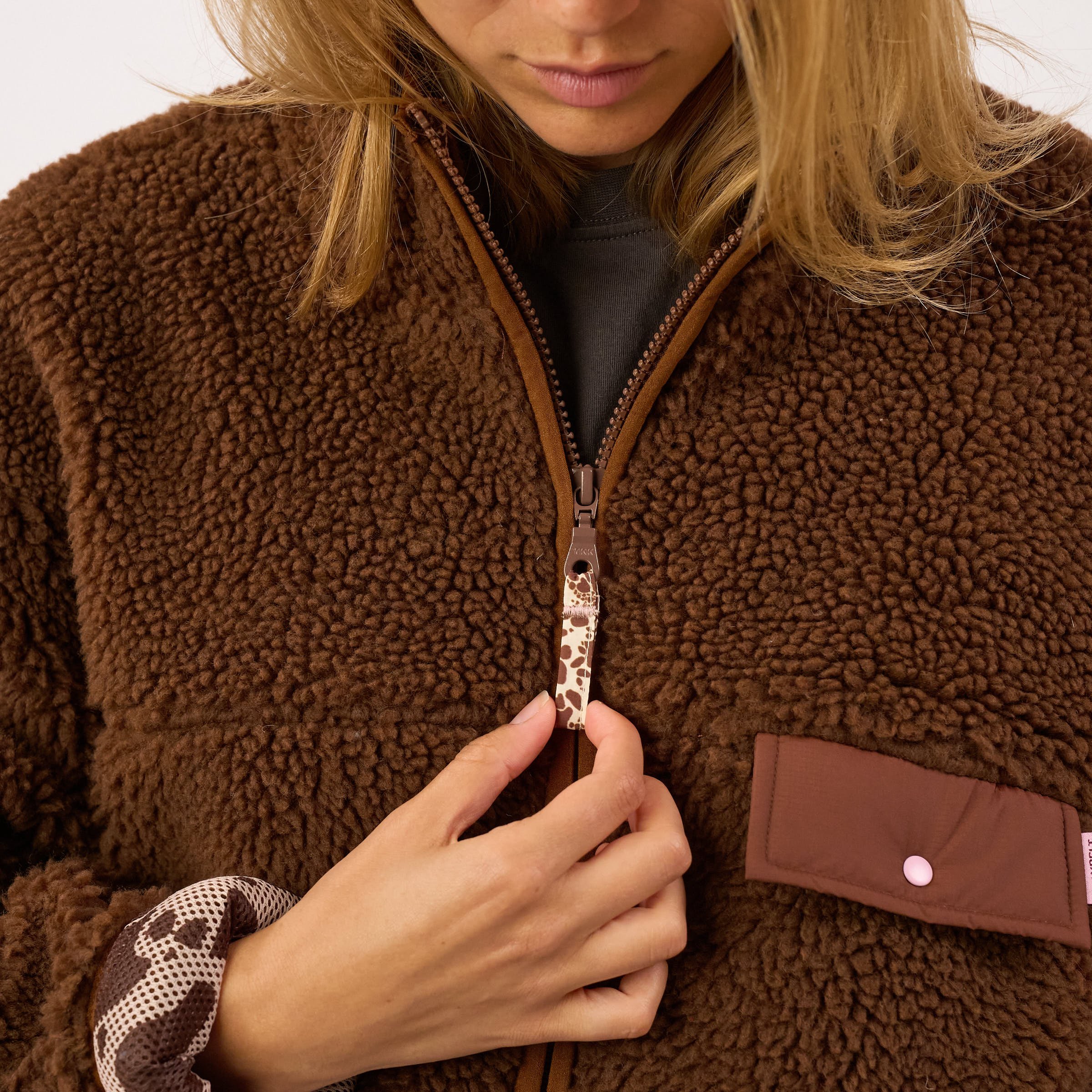 Sherpa zip-up jacket BILLYBELT Brown