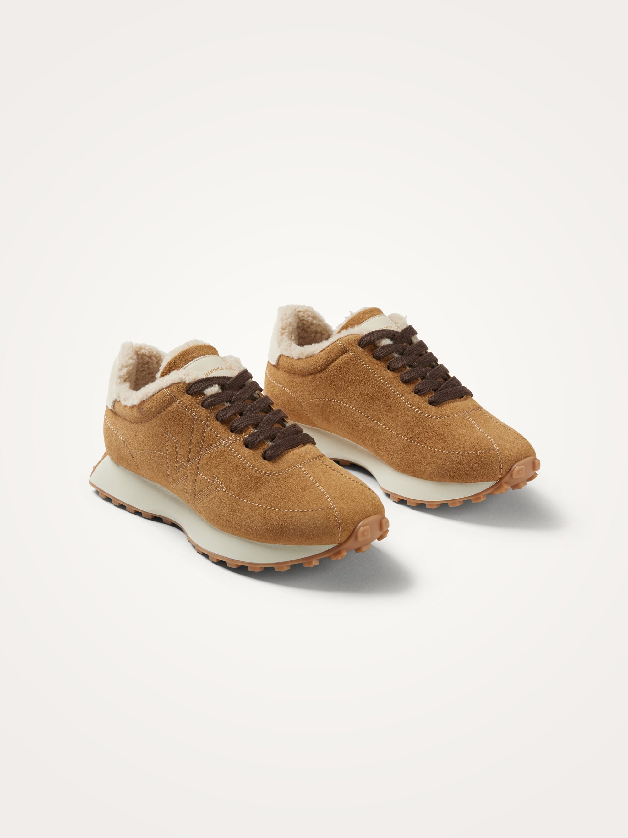 Sneakers with sewn monogram on running sole VANESSA WU Beige