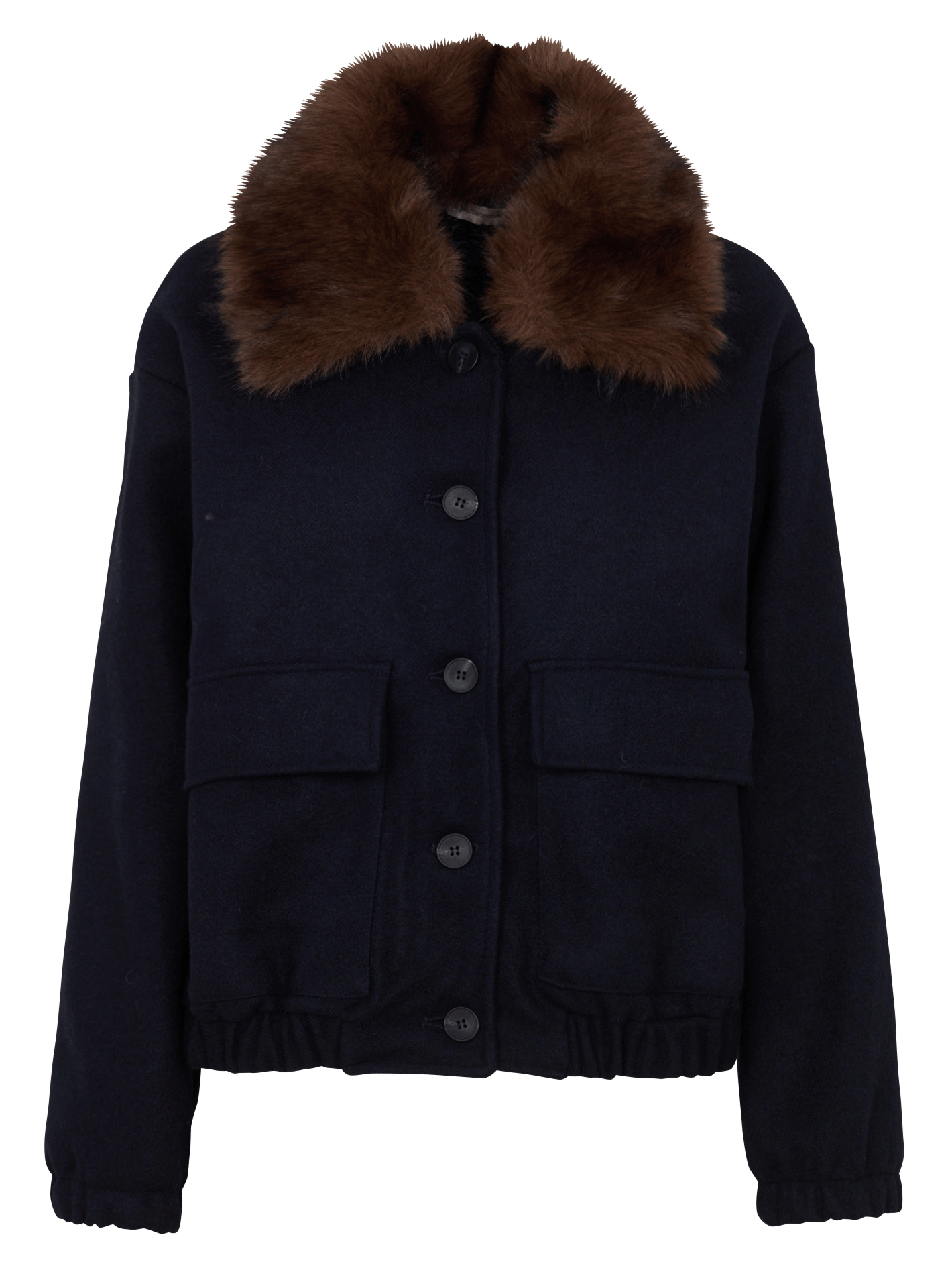 Blouson in Pelzoptik mit klassischem Kragen LA FEE MARABOUTEE Blau